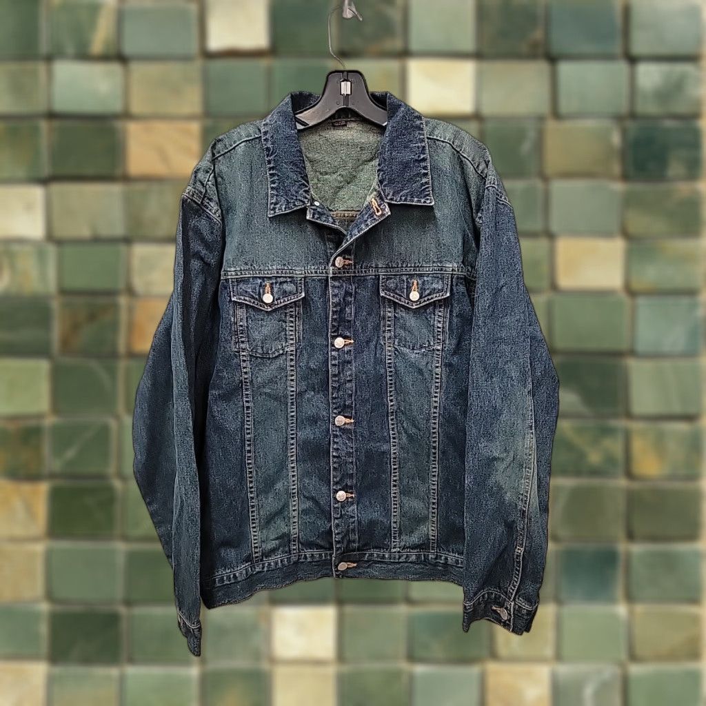 J.Crew VINTAGE J.CREW Denim Jacket 2XL Blue Denim Trucker Jacket Music Tour Mens 2XL Blue Size US XXL / EU 58 / 5 - 1 Thumbnail