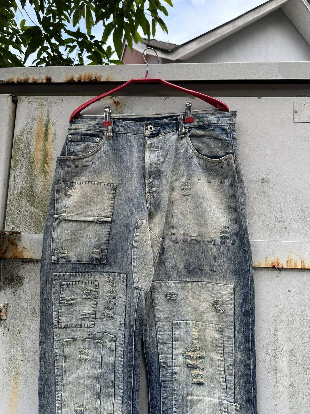 Vintage 👹Vintage Circum Embroidery Patchwork Baggy Jeans Size US 33 - 6 Thumbnail