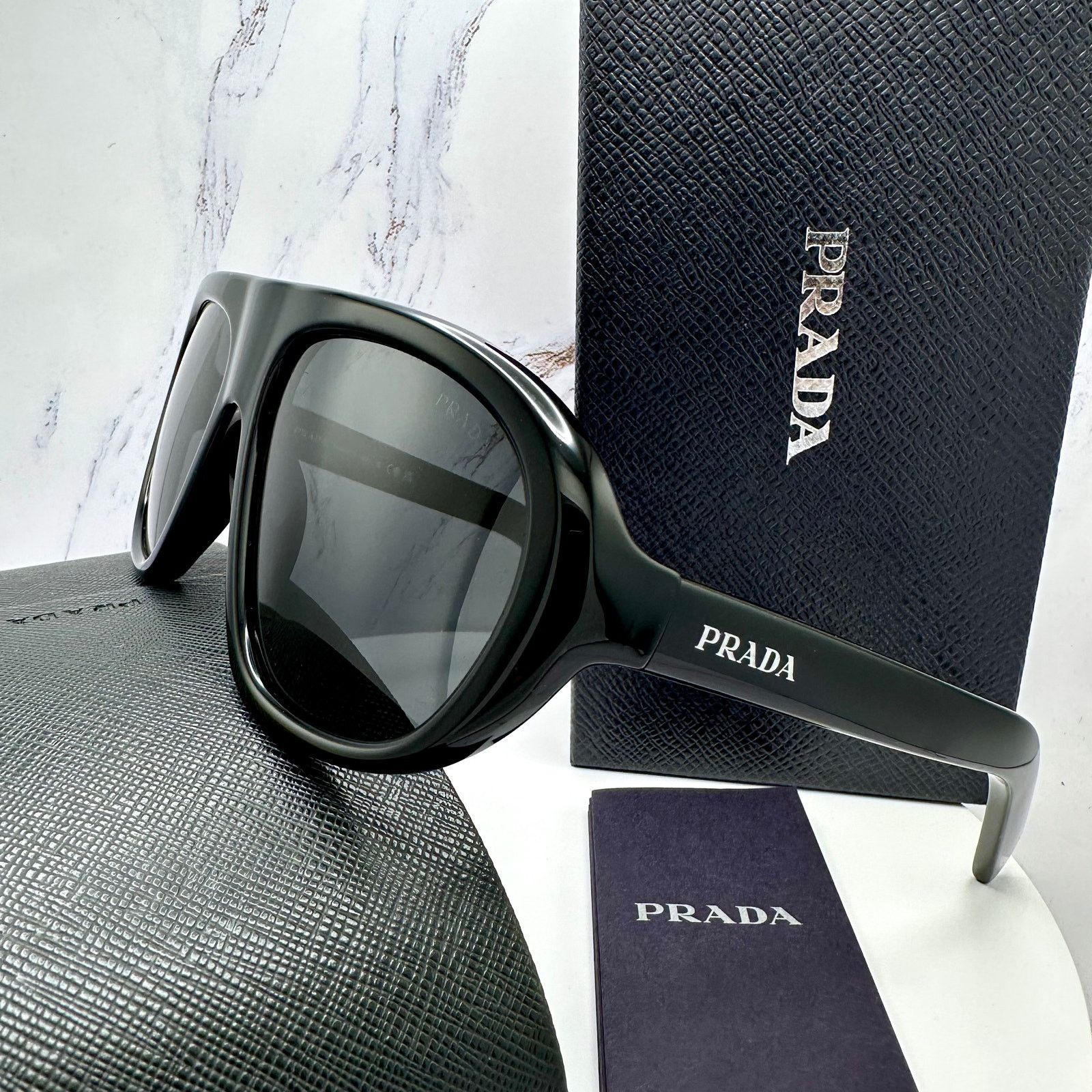 Prada New PRADA Sunglasses Black 2025 Collection Aviator Shield Size ONE SIZE - 18 Thumbnail