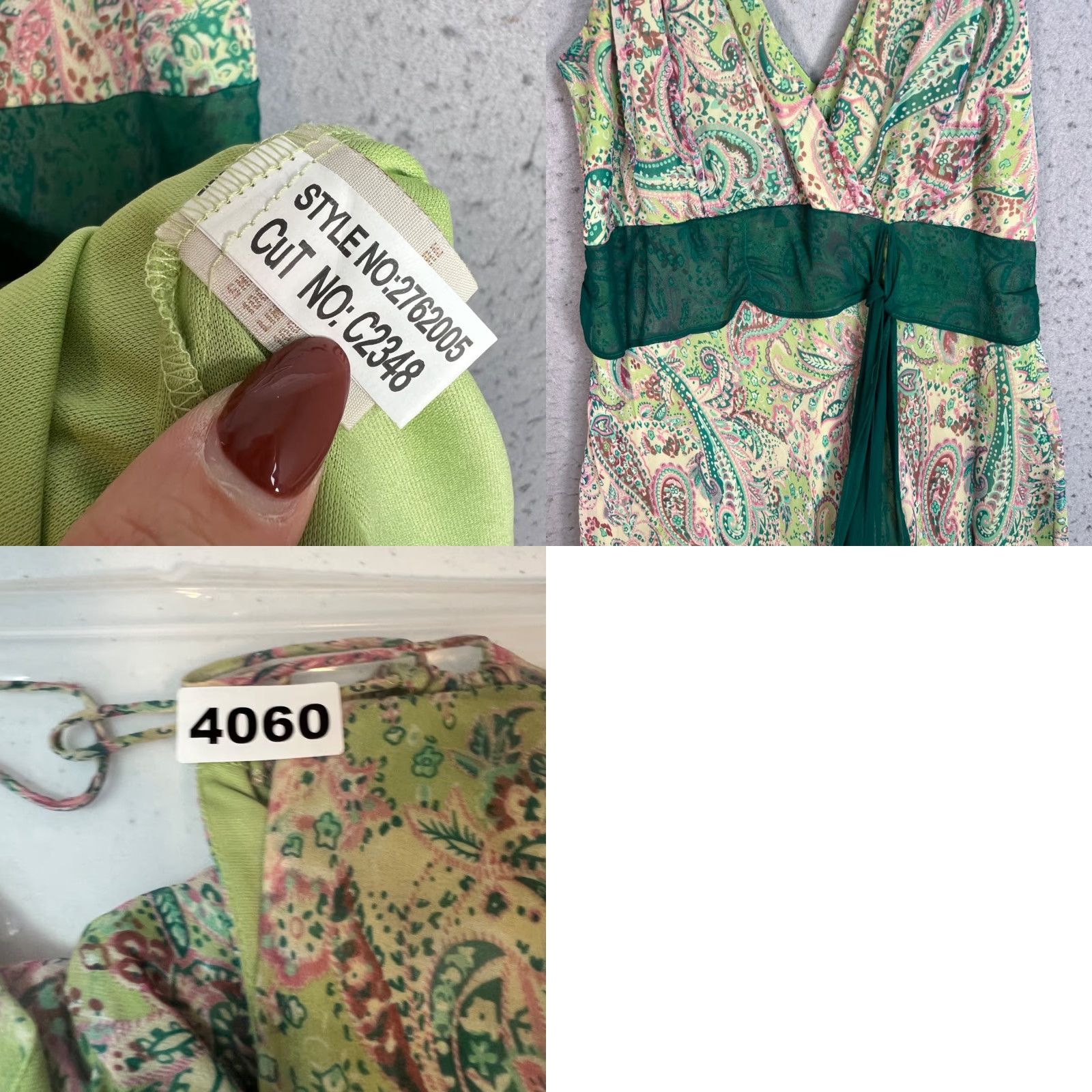 Vintage Jonathan Martin Dress Womens Size 8 Maxi Paisley Green Pink V Neck Size M / US 6-8 / IT 42-44 - 8 Thumbnail