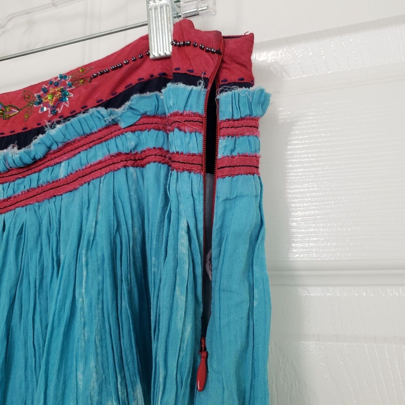 Designer Chaudry Midi Skirt Womens Size Medium Blue Floral Boho Light Size 32" / US 10 / IT 46 - 5 Thumbnail
