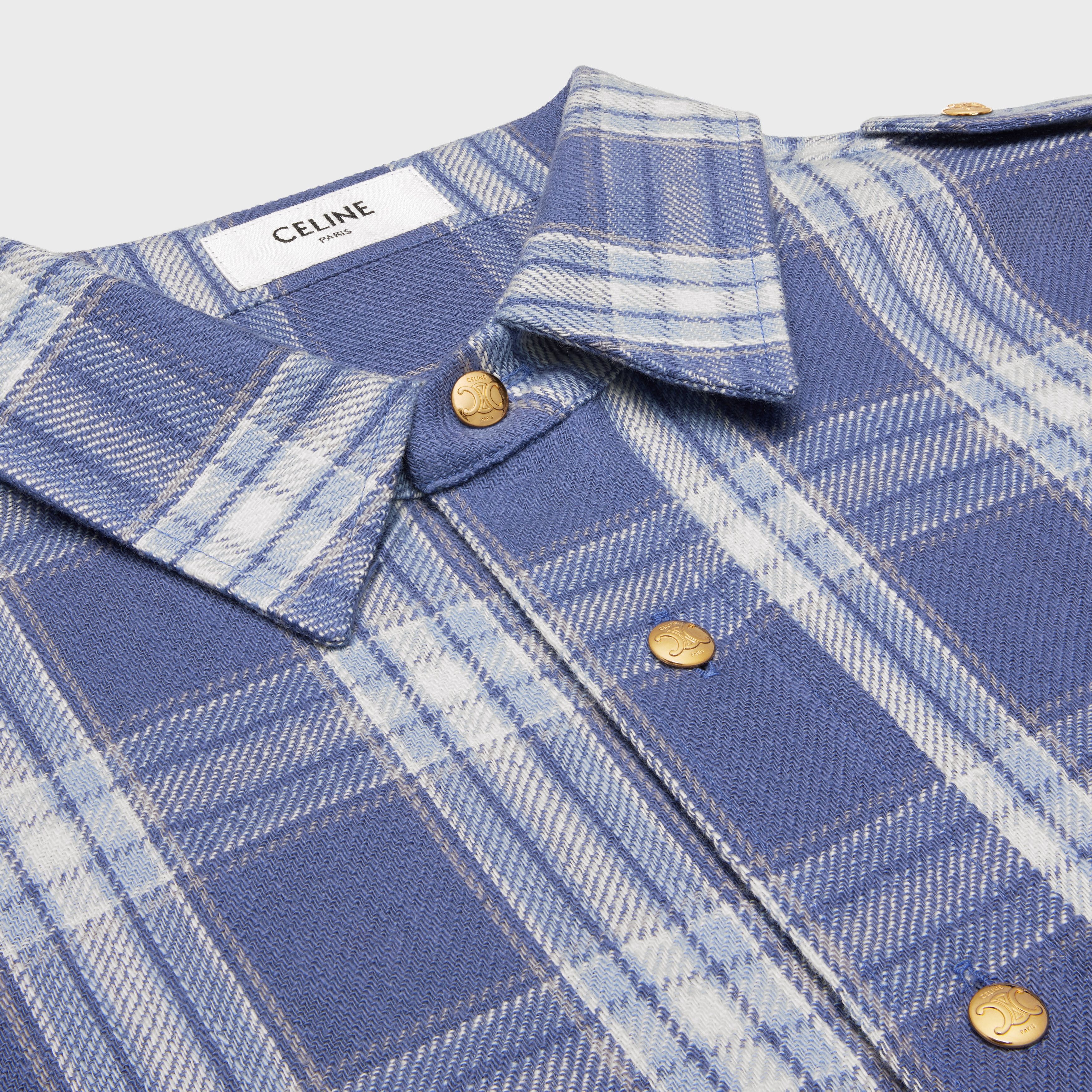 Celine o1bcso1str0925 2C50A615X Checked Cotton Overshirt in Blue Size M / US 6-8 / IT 42-44 - 3 Thumbnail