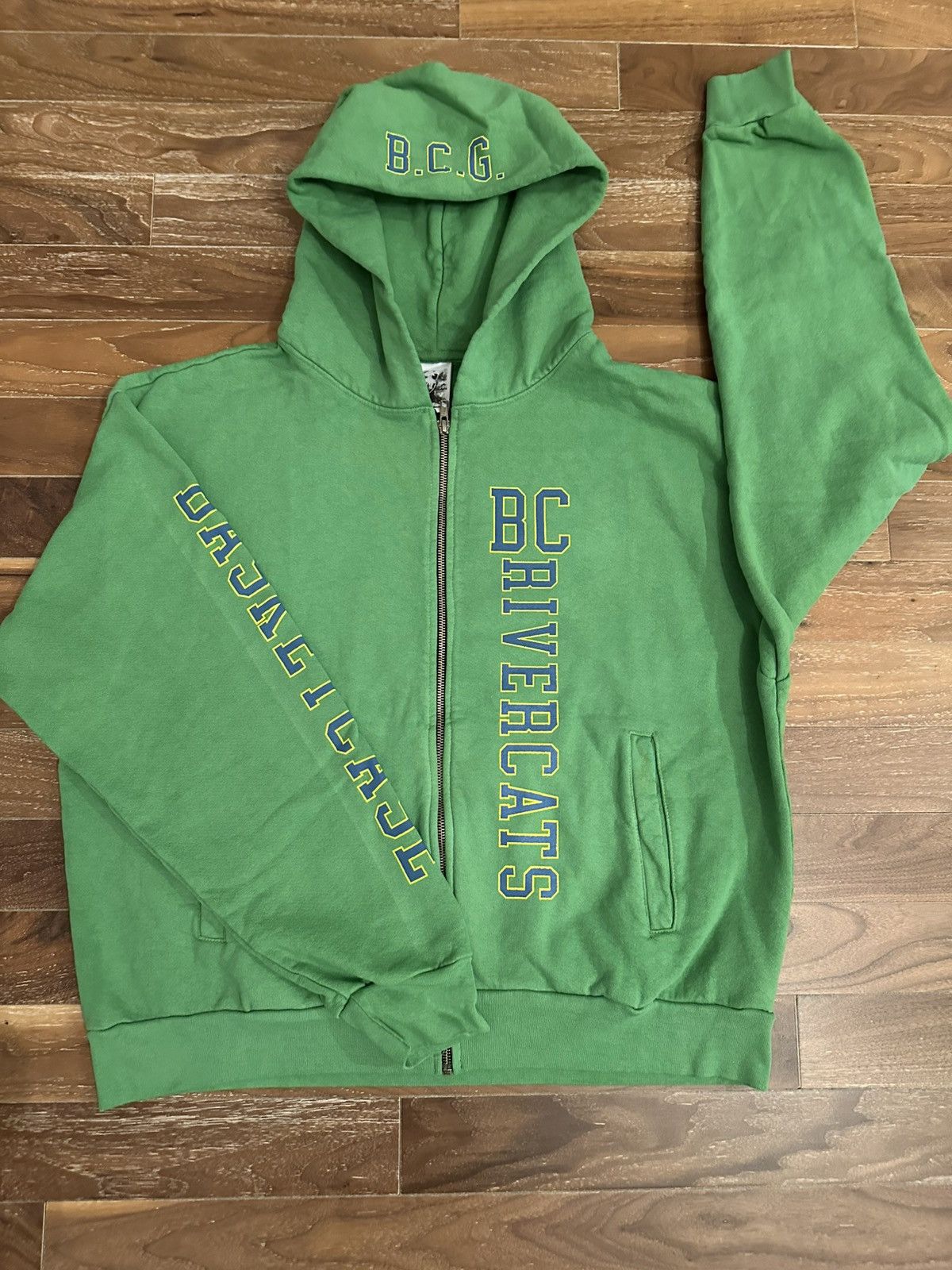 Basketcase gallery zip up green rivercats hoodie