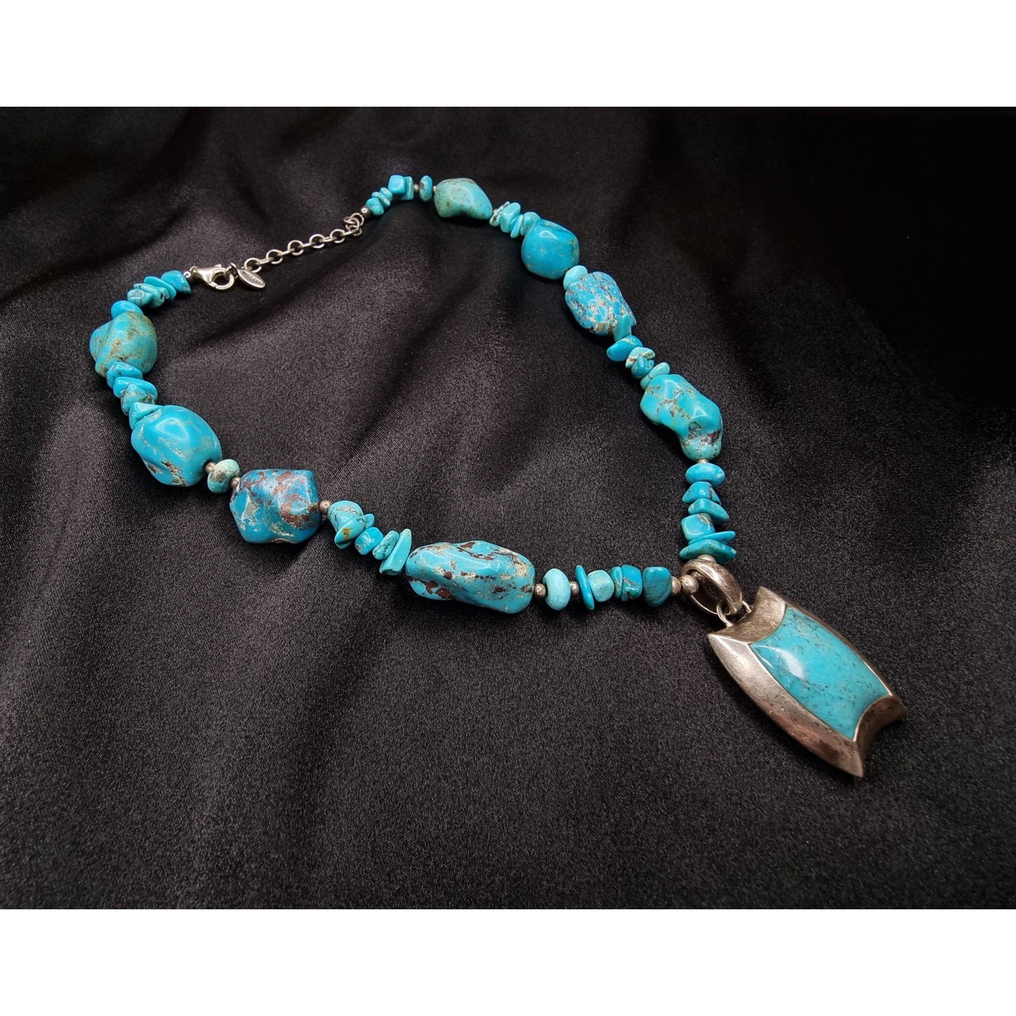 Vintage Barse 925 Sterling Silver Turquoise Beaded Necklace With Pen Size ONE SIZE - 3 Thumbnail