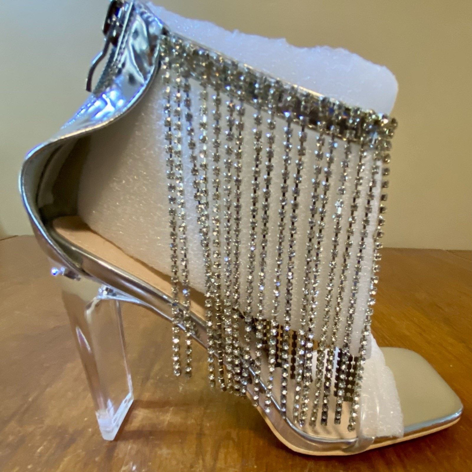 & Other Stories Woman’s Size 7 Rhinestone Fringe Chunky Strap Sandals Zipper Size US 7 / IT 37 - 2 Thumbnail