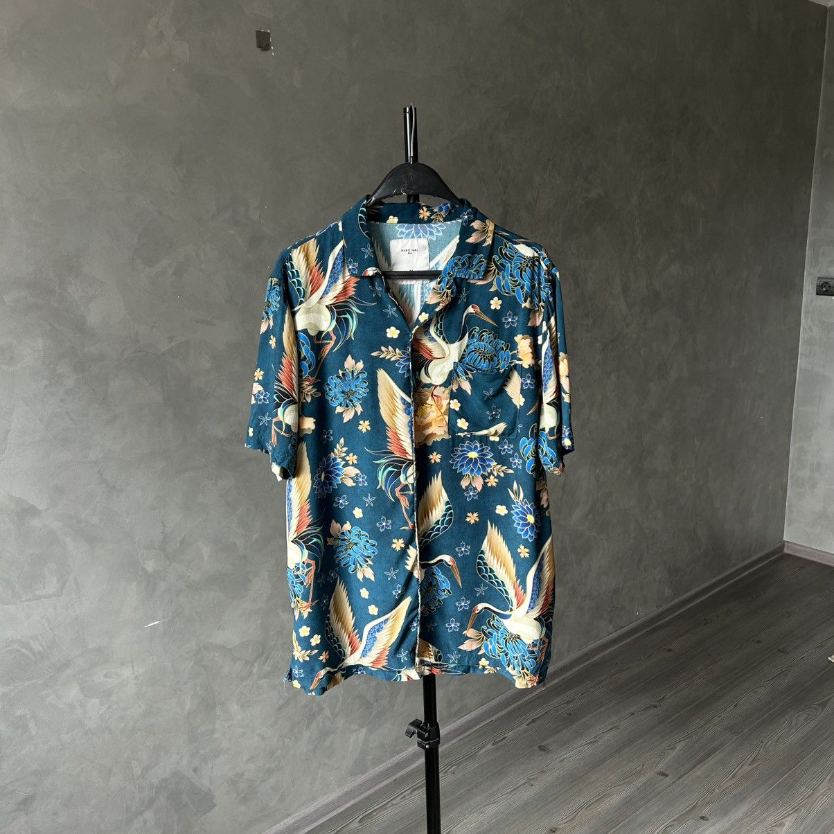 Percival Percival Bird Flowers Pattern Hawaiian Shirt M Size US M / EU 48-50 / 2 - 1 Thumbnail