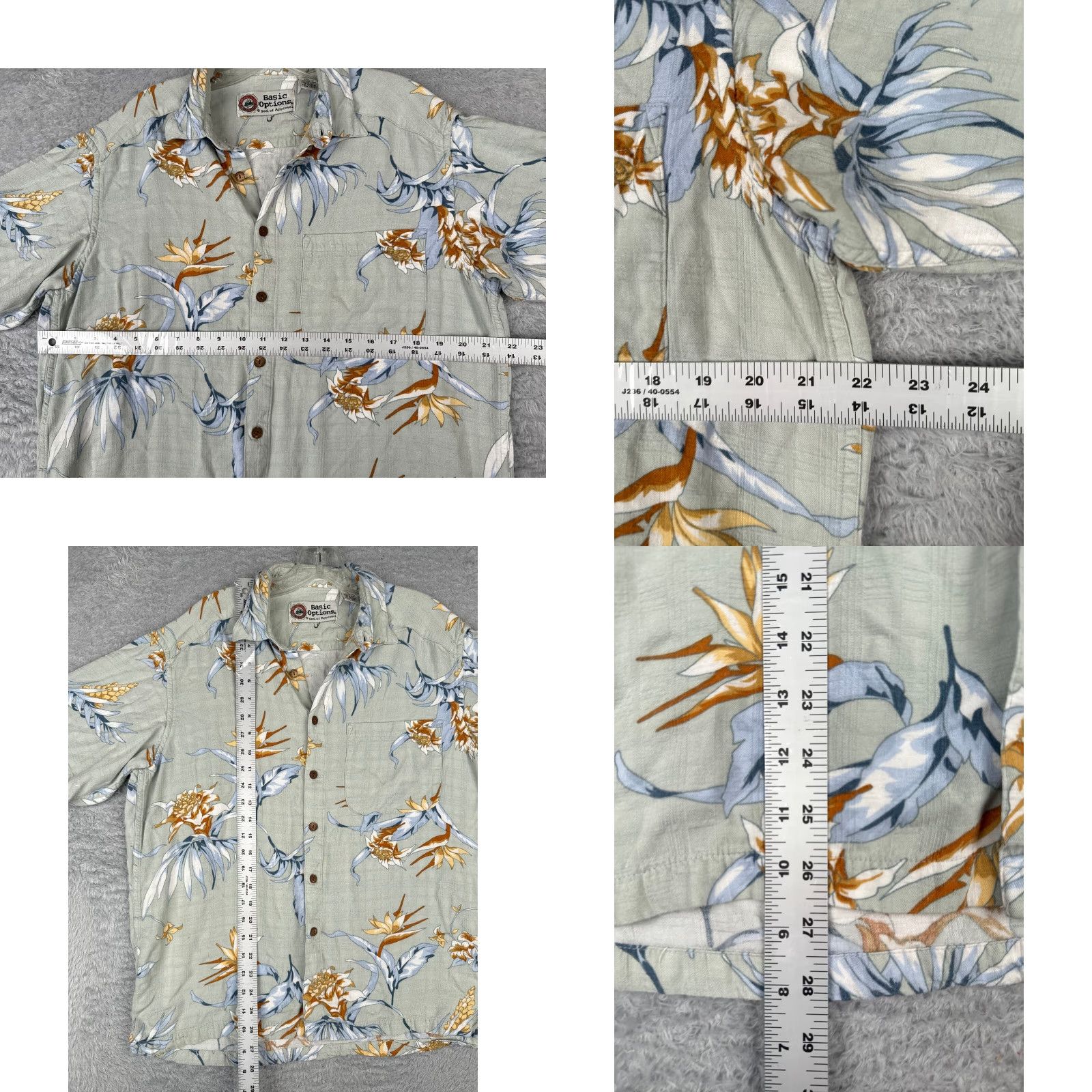 Paradise Basic Options Shirt Adult Medium Blue Floral Hawaiian Short Sleeve Button-Up Collared Mens Size US M / EU 48-50 / 2 - 8 Thumbnail
