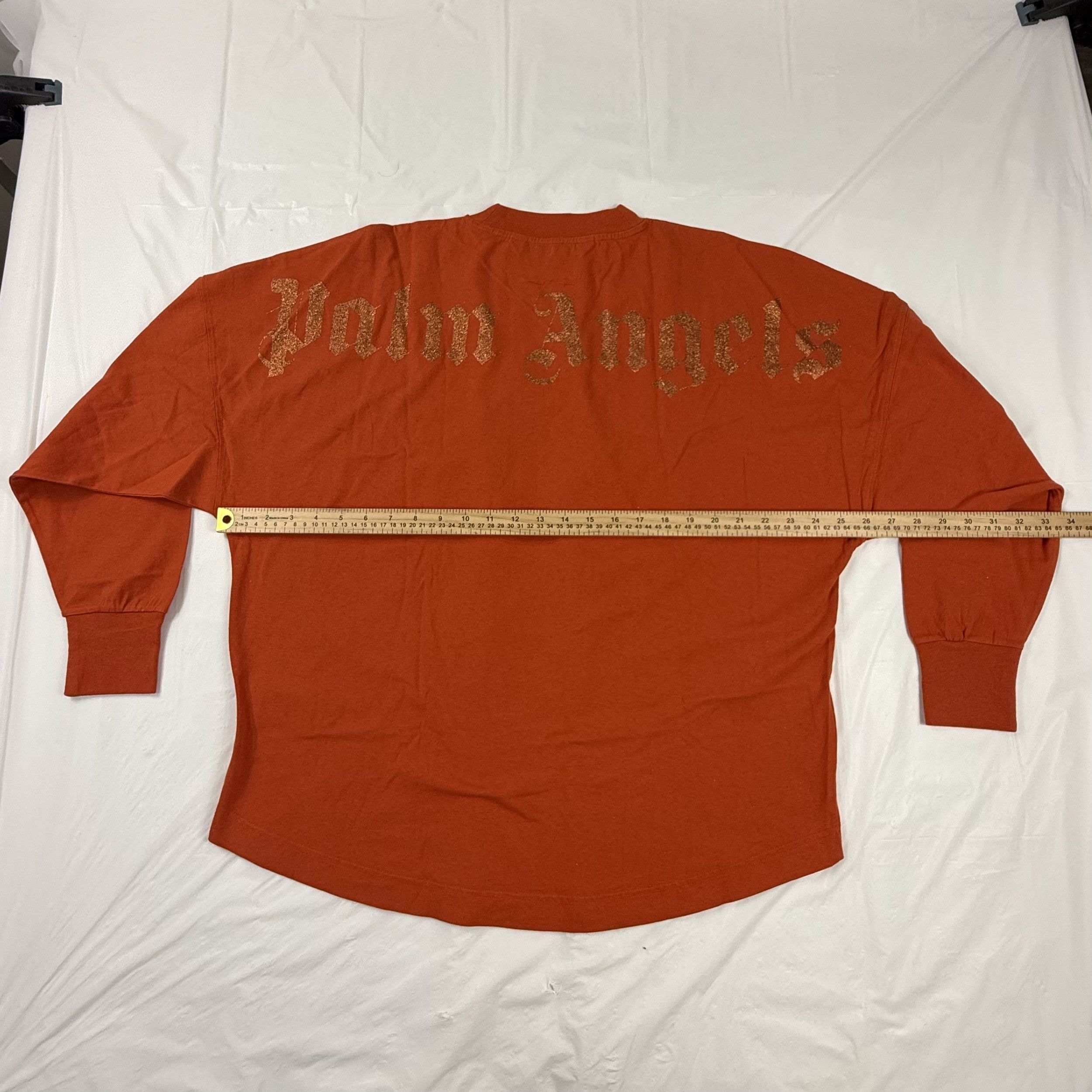 Palm Angels Palm Angels Orange Glitter Logo Long Sleeve T-Shirt XXL Size US XXL / EU 58 / 5 - 5 Thumbnail