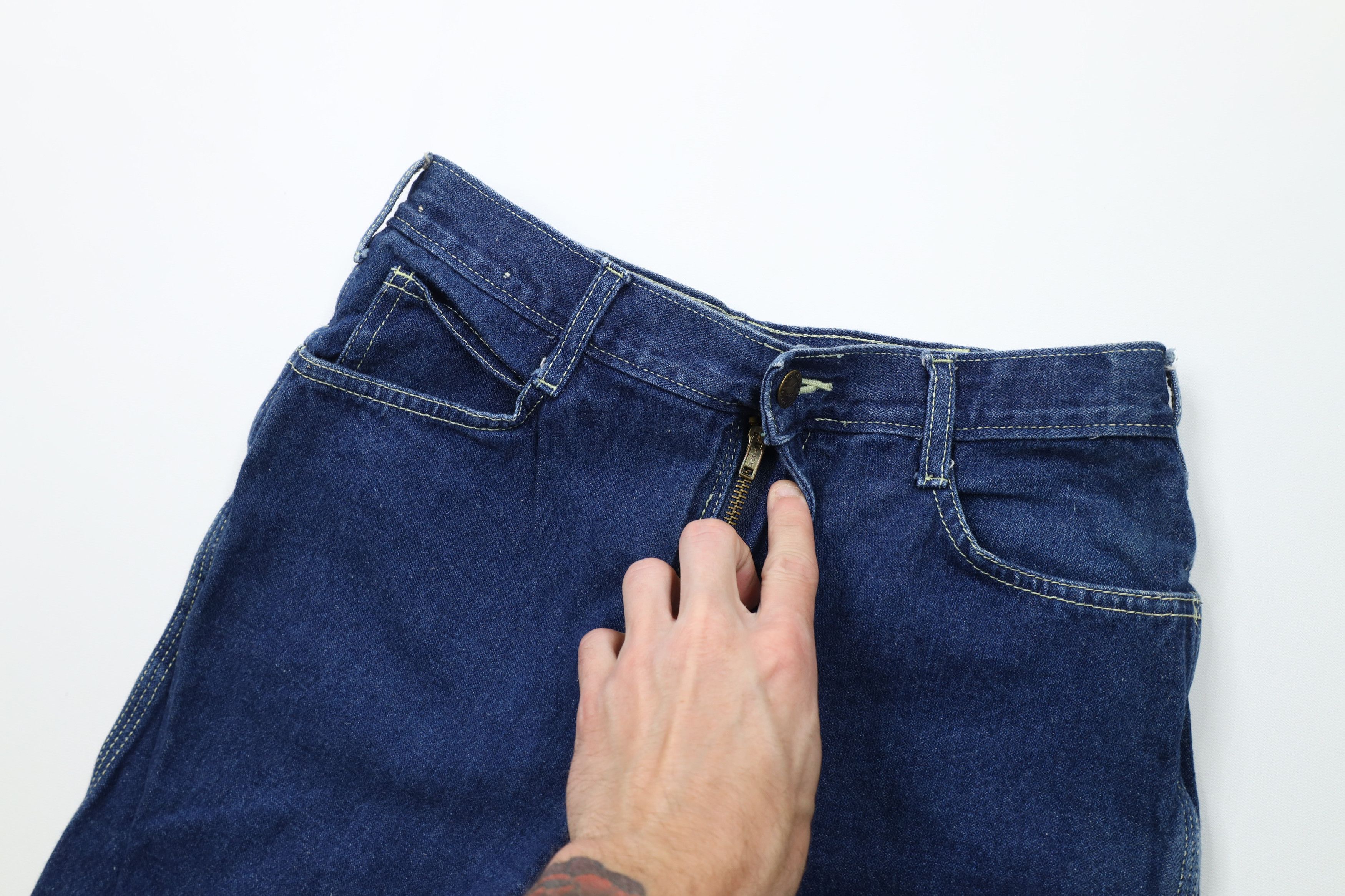 Vintage Vintage 70s Streetwear Flared Denim Jeans Blue Cotton Size 30" / US 8 / IT 44 - 8 Thumbnail