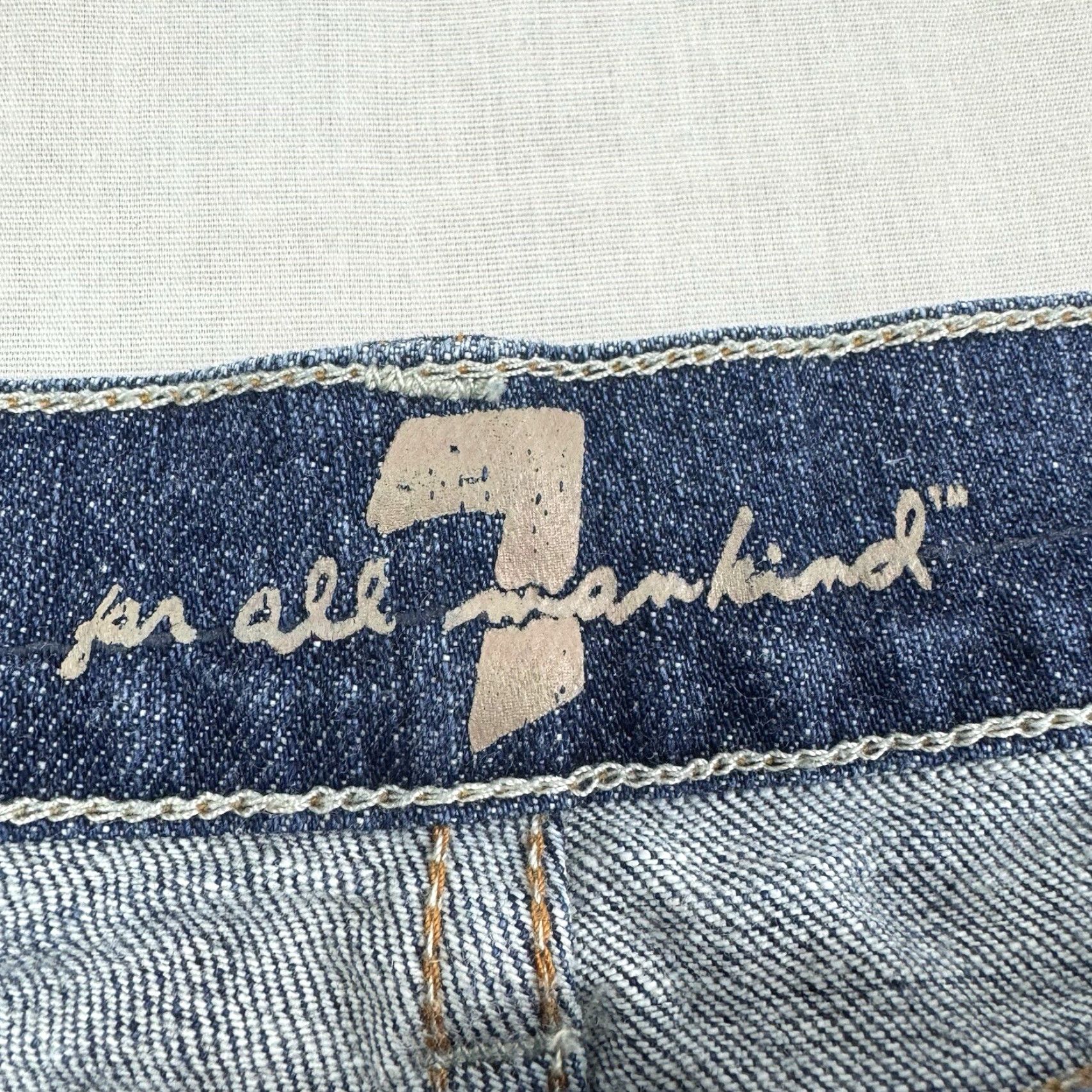 7 For All Mankind VINTAGE 7 For All Mankind Jeans Bootcut Womens 29 Blue Y2K Hipster Bejeweled Low Rise 31in Inseam Size 29" - 3 Thumbnail
