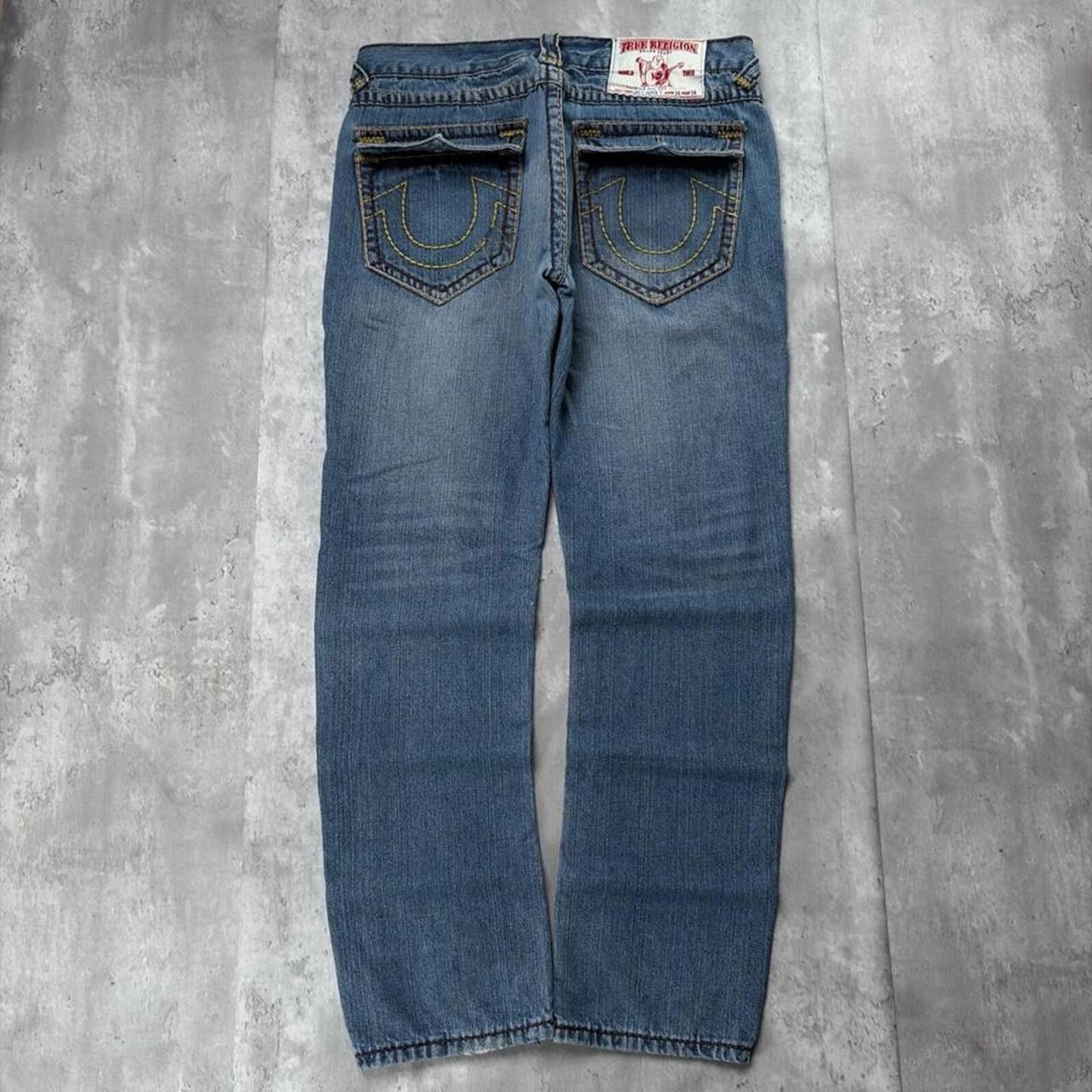 True Religion Y2K True Religion Joey Super T White Stitch Flared