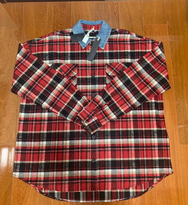 Fear of God Fear of God Red denim collar shirt Size US M / EU 48-50 / 2 - 1 Thumbnail
