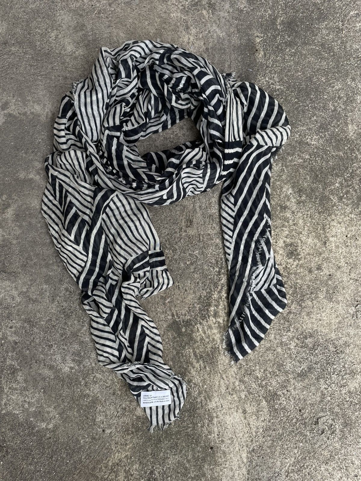 Loewe Loewe Linen Black and White Stripes Scarf Size ONE SIZE - 2 Thumbnail