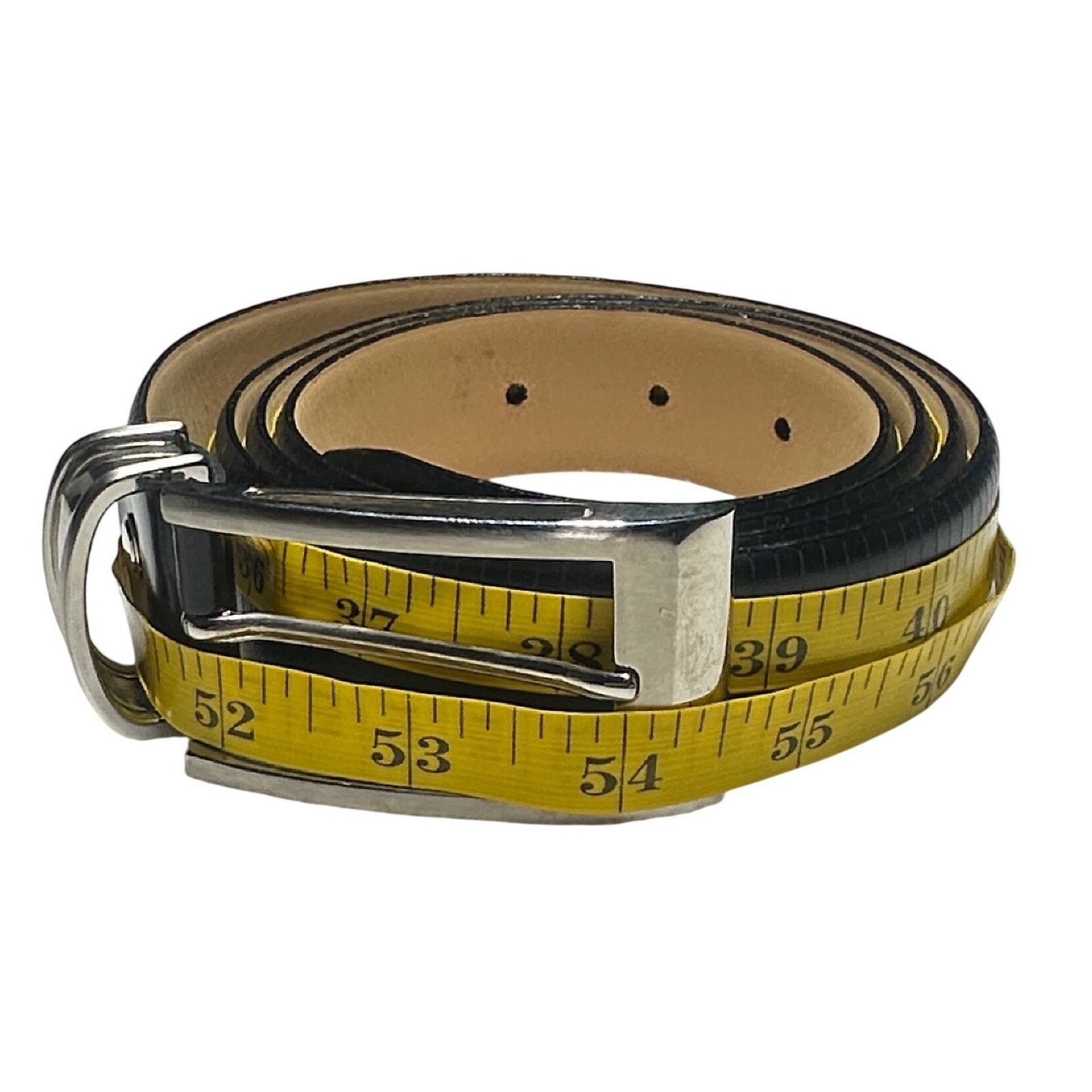 Other Code Azure Leather Belt Mens 44 Black Textured Silver Buckle Size 44 - 2 Thumbnail