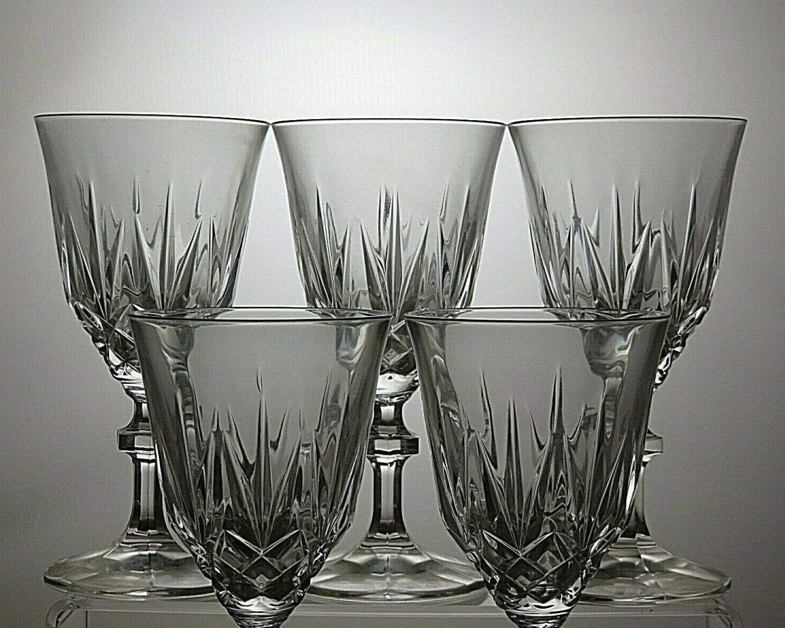 The Unbranded Brand Lead Crystal Cut Glass Set of 5 Wine Glasses 6 1/8" Size ONE SIZE - 4 Thumbnail
