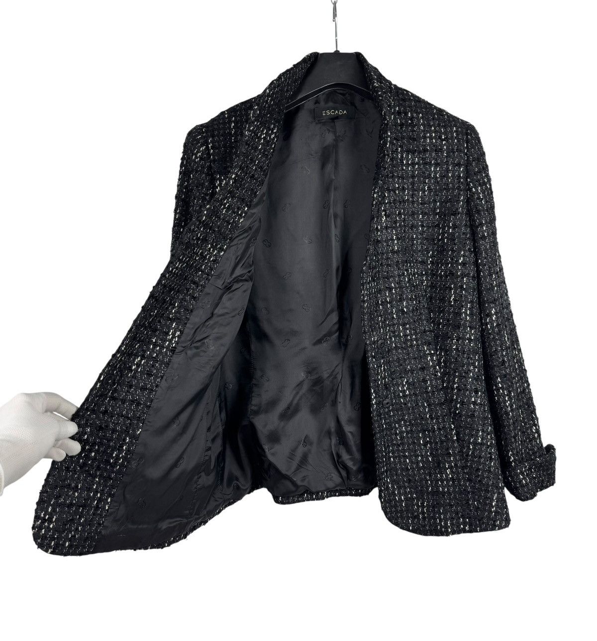 Escada Escada Tweed Wool-Rayon Coat Flowers Buttons size DE42 IT48 Size XL / US 12-14 / IT 48-50 - 12 Thumbnail
