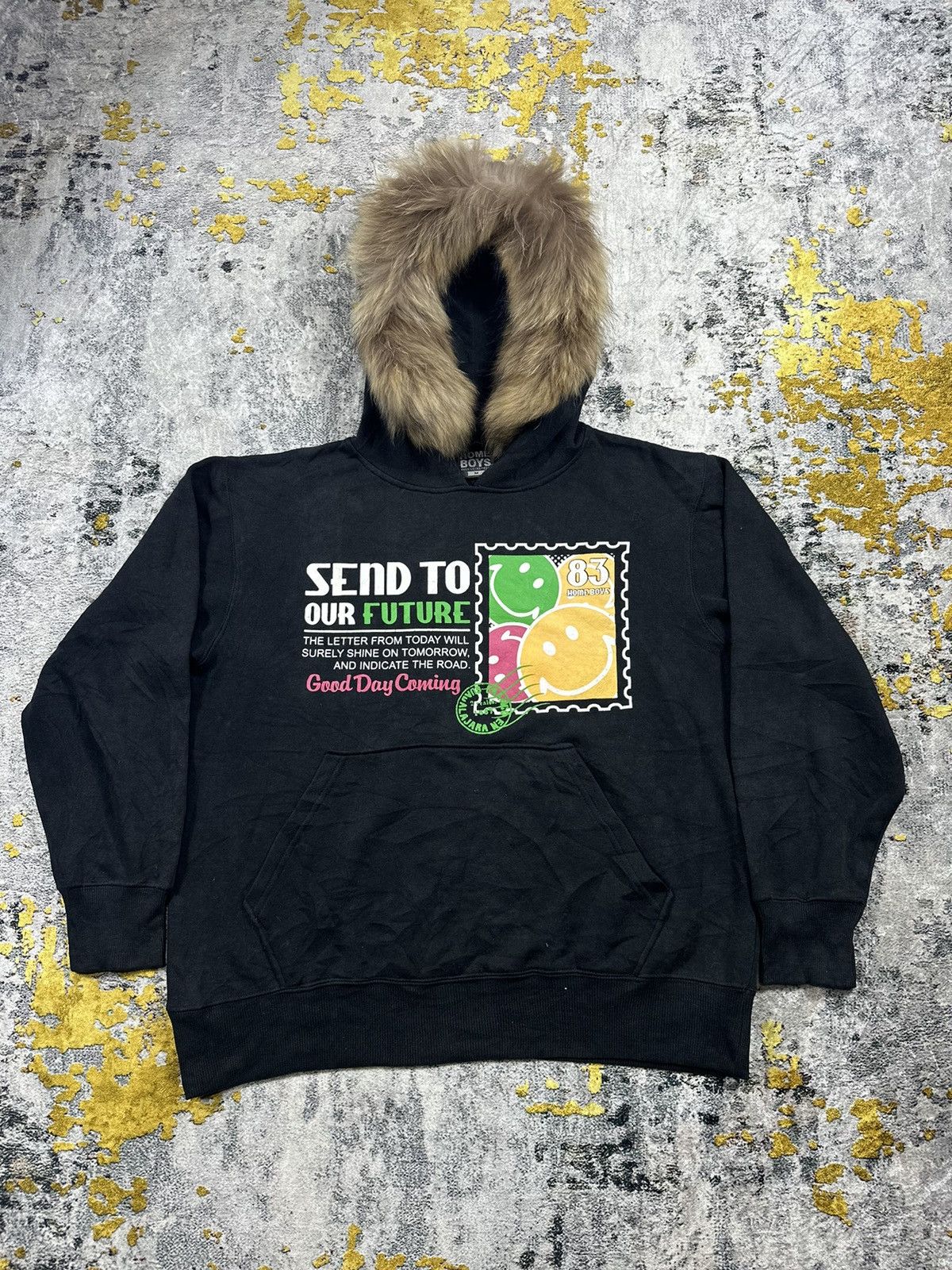 If Six Was Nine FUR HOODIE HOME BOYS SMILE, LOVE & PEACE I6W9 LGB STYLE Size US XL / EU 56 / 4 - 1 Thumbnail