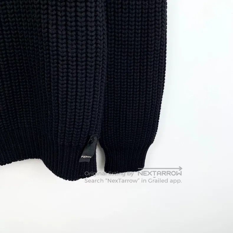 Fendi Fendi Black Logo Letter Embroidered Wool Round Neck Long S Size US L / EU 52-54 / 3 - 5 Thumbnail