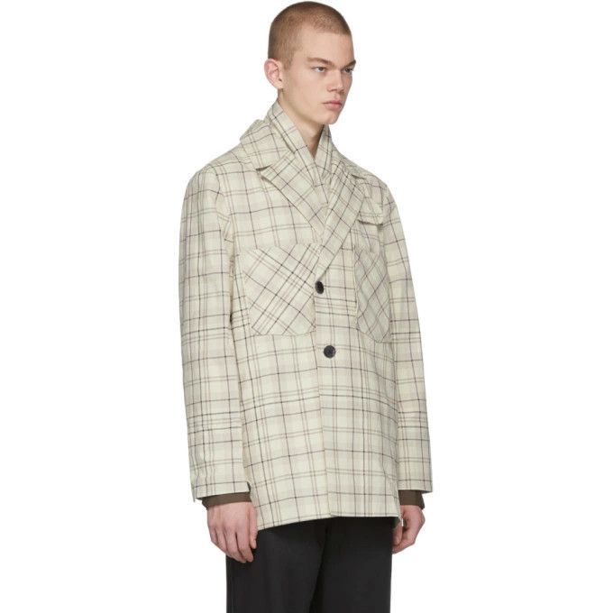 L'Homme Rouge LHOMME ROUGE OFF-WHITE STORY CHECK JACKET MENS Size US M / EU 48-50 / 2 - 2 Thumbnail