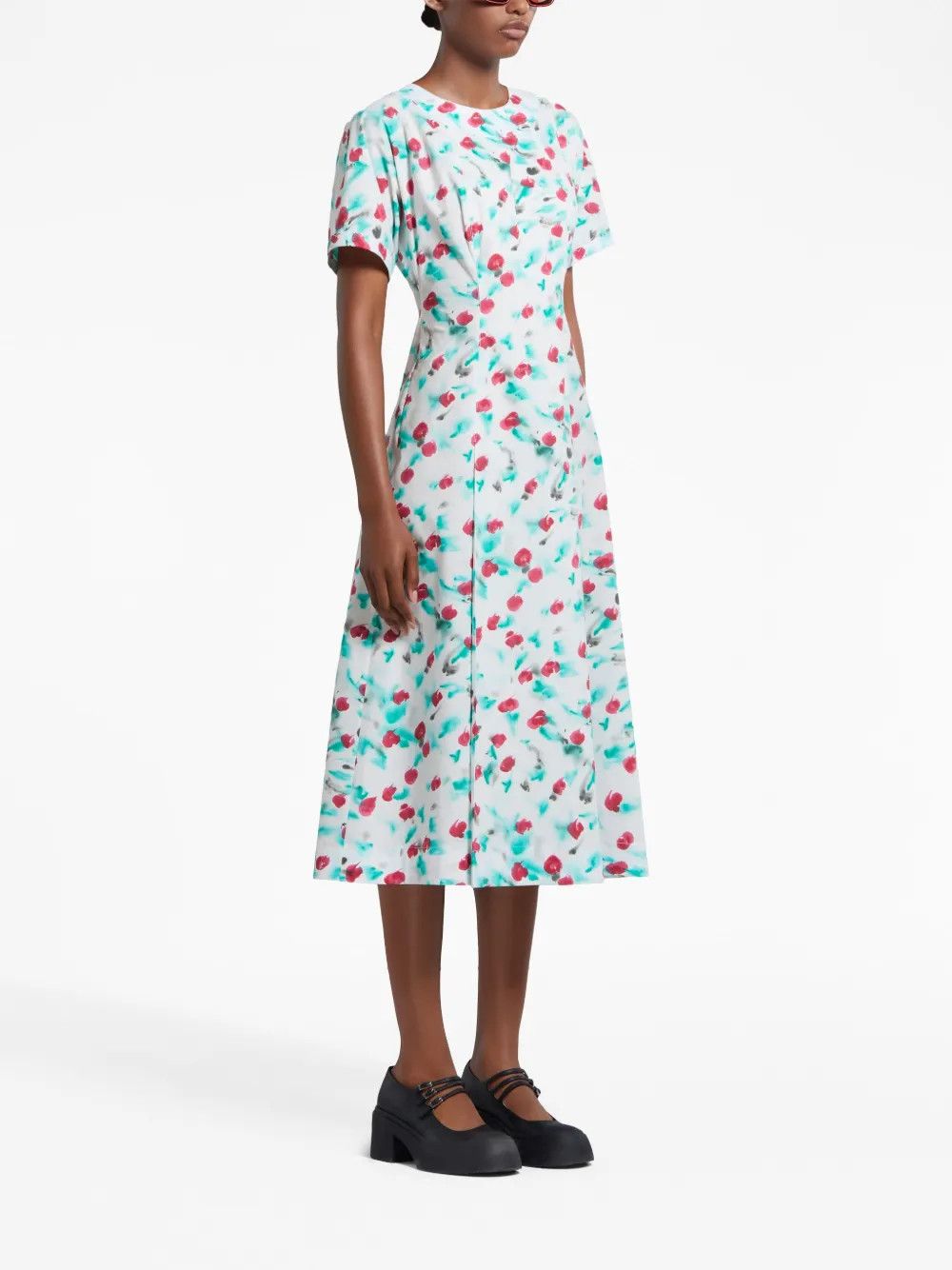 Marni o1w1db10125 Print Cotton Midi Dress in Multicolor Size XL / US 12-14 / IT 48-50 - 3 Thumbnail