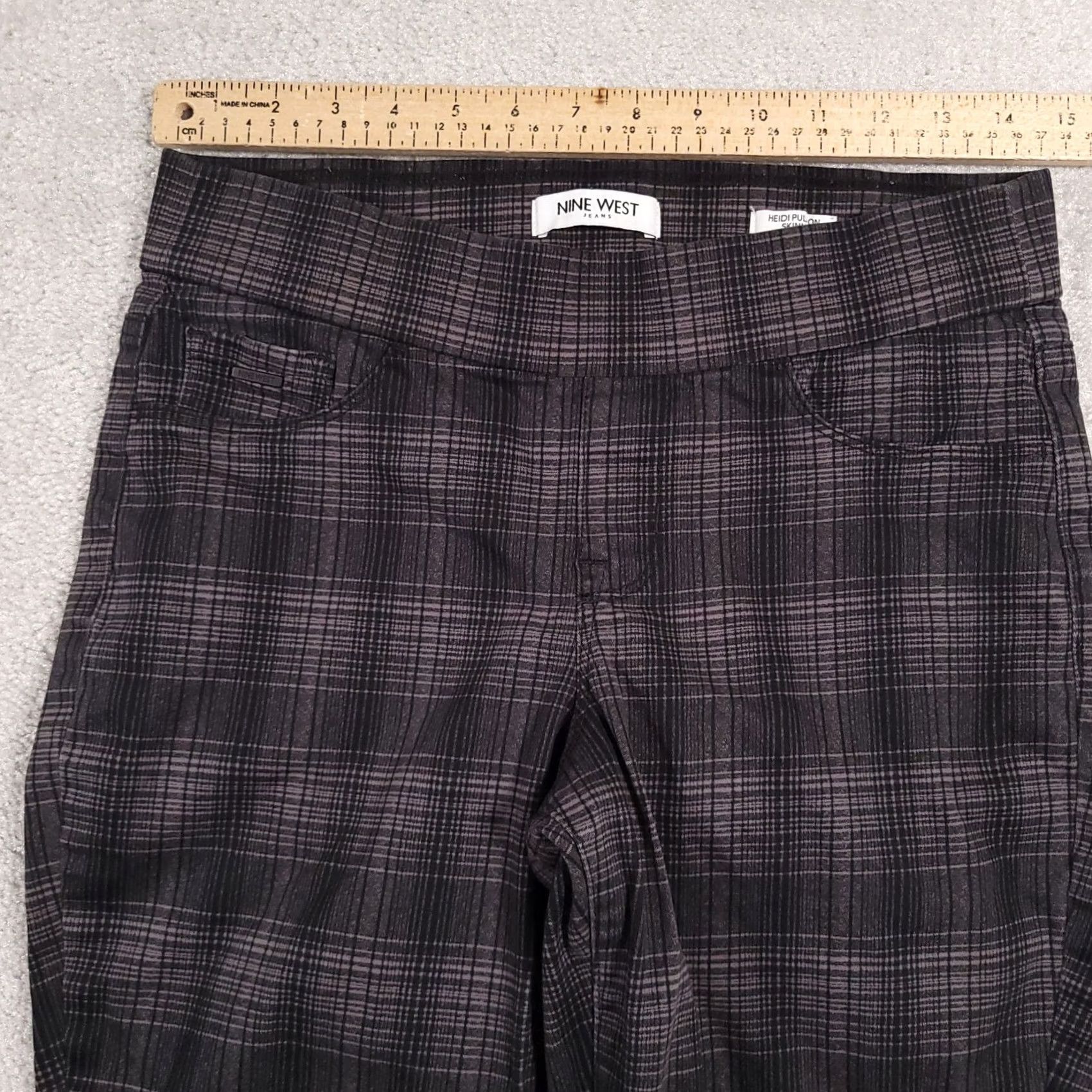 Nine West Nine West Heidi Pull-On Skinny Stretch Pant Women's 4 Gray Glasgow Plaid Pants Size 27" / US 4 / IT 40 - 4 Thumbnail