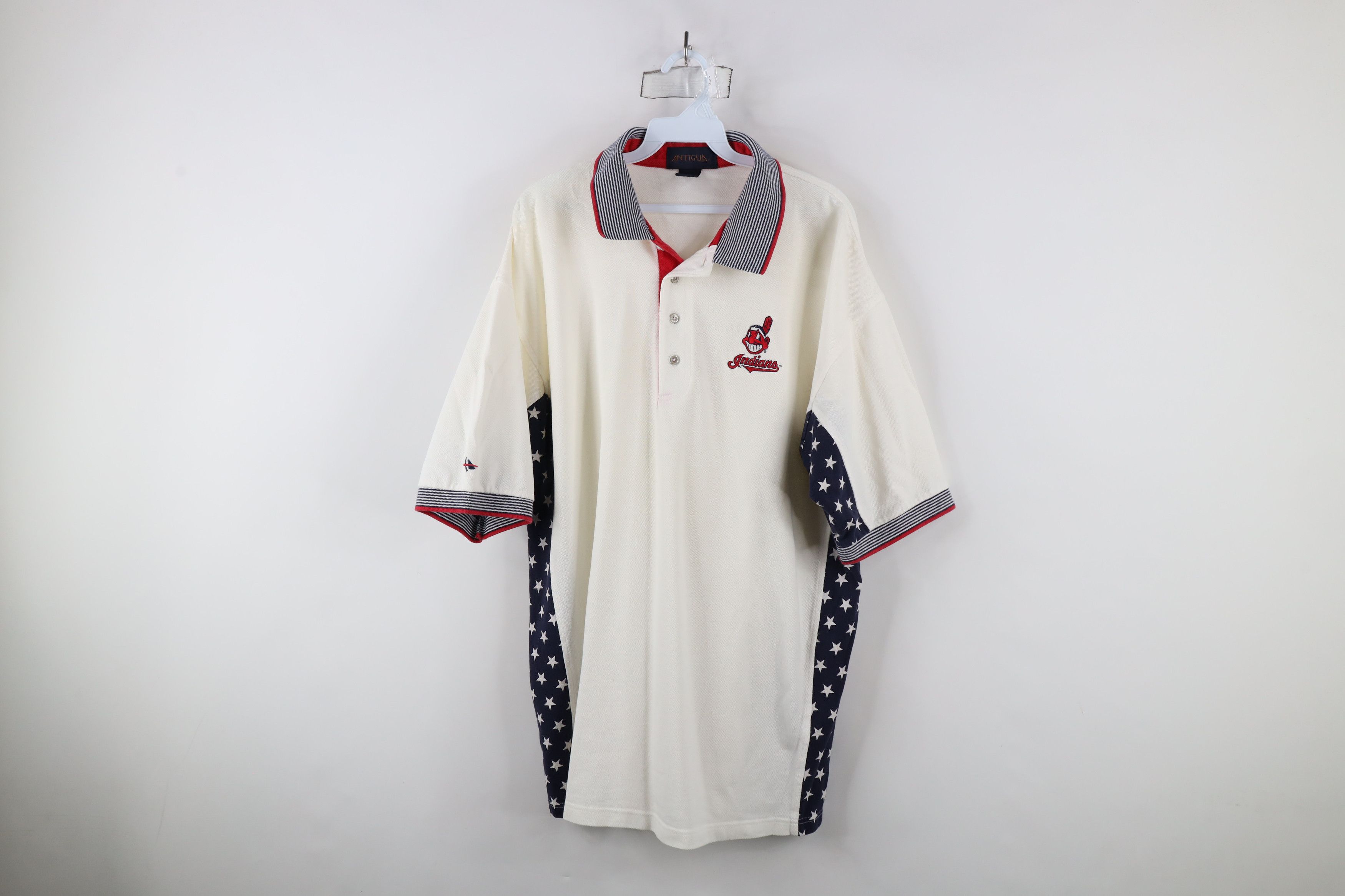 Vintage Vintage 90s Wahoo Cleveland Indians USA Flag Polo Shirt Size US XL / EU 56 / 4 - 1 Thumbnail
