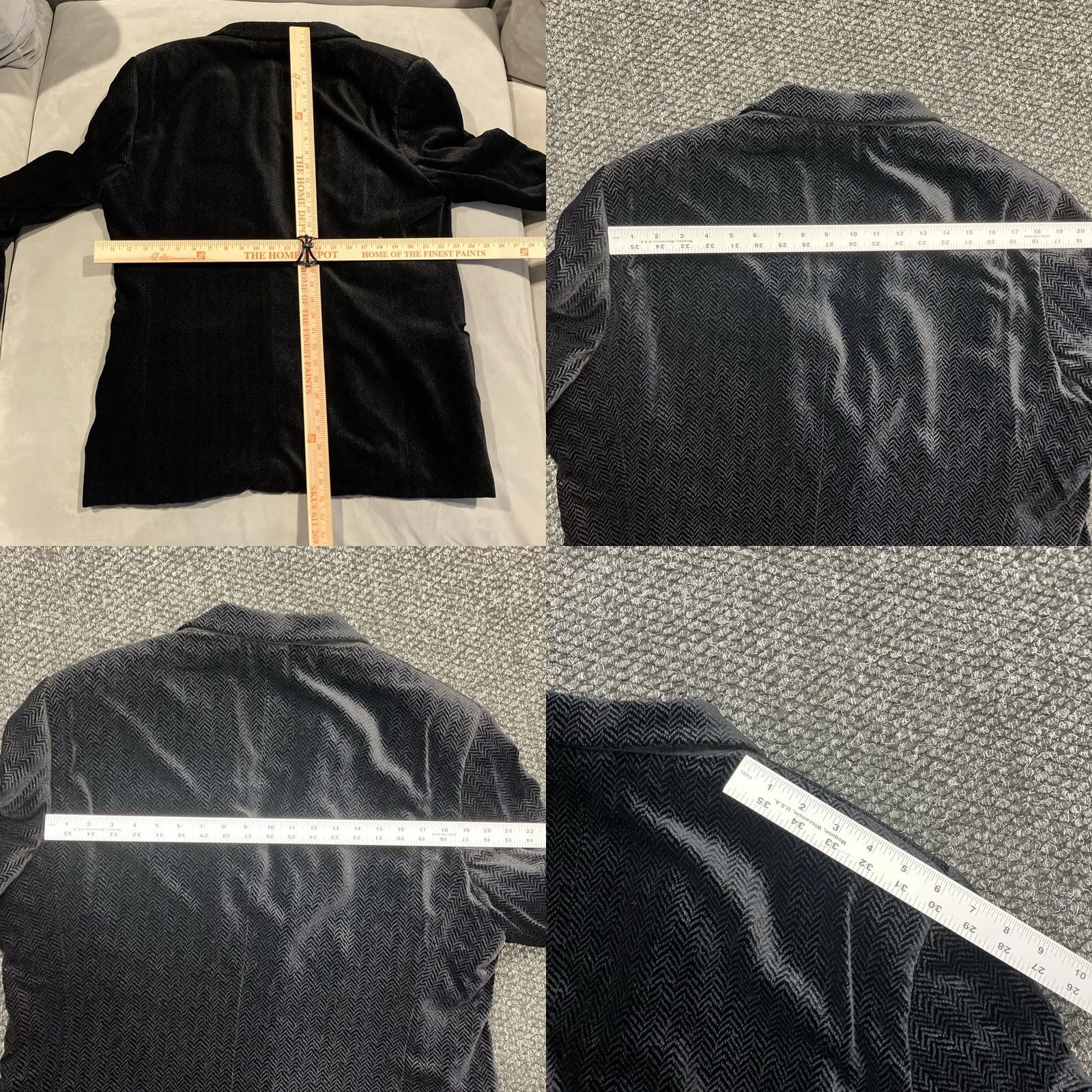 Armani VINTAGE ARMANI COLLEZIONI Blazer Black Velvet Herringbone Pattern US 46 Size 46R - 8 Thumbnail