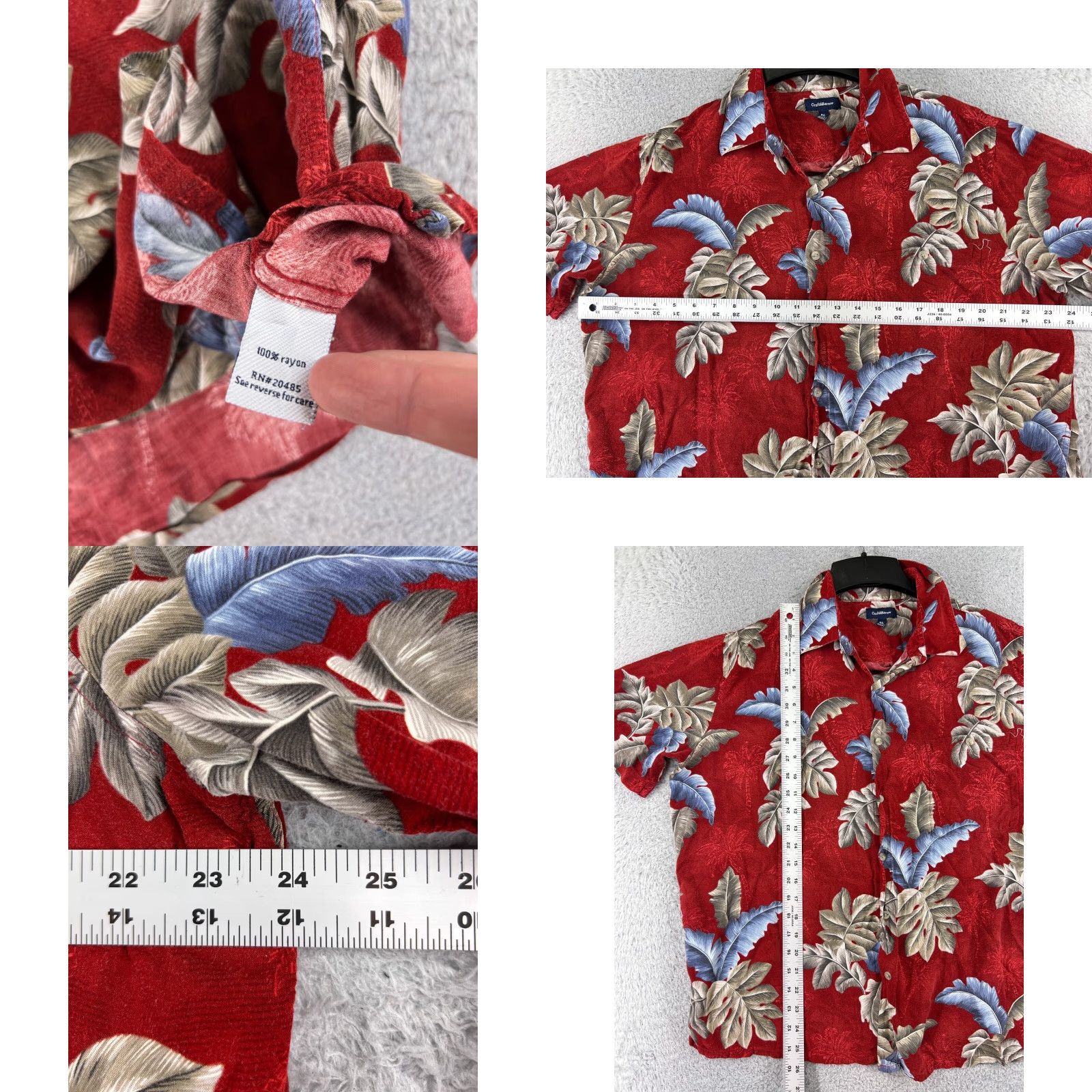 Croft & Barrow VINTAGE Croft & Barrow Shirt Men XL Red Floral Button-Up Rayon Hawaii Hawaiian Shirt Men XL Red Floral Aloha 60s 70s Mens Size US XL / EU 56 / 4 - 8 Thumbnail
