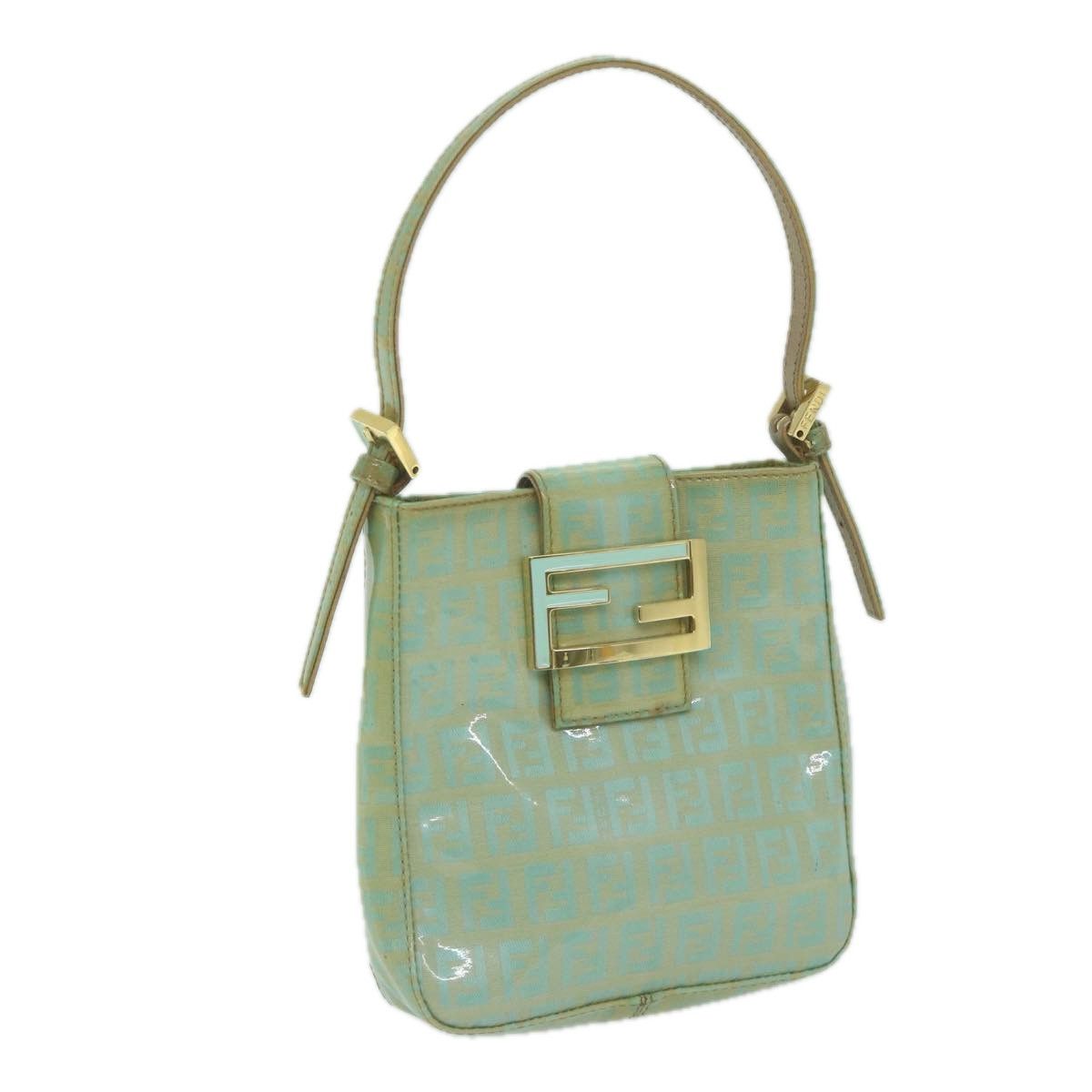 image of Fendi Zucchino Canvas Hand Bag Enamel Light Blue Auth 65767, Women's