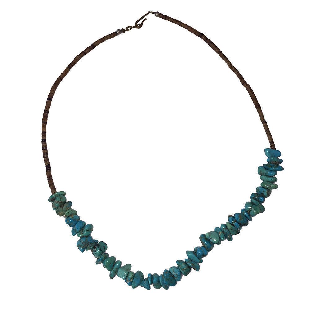 Designer Silver Leaf Turquoise Nugget and Heishi Bead Necklace Size ONE SIZE - 2 Thumbnail