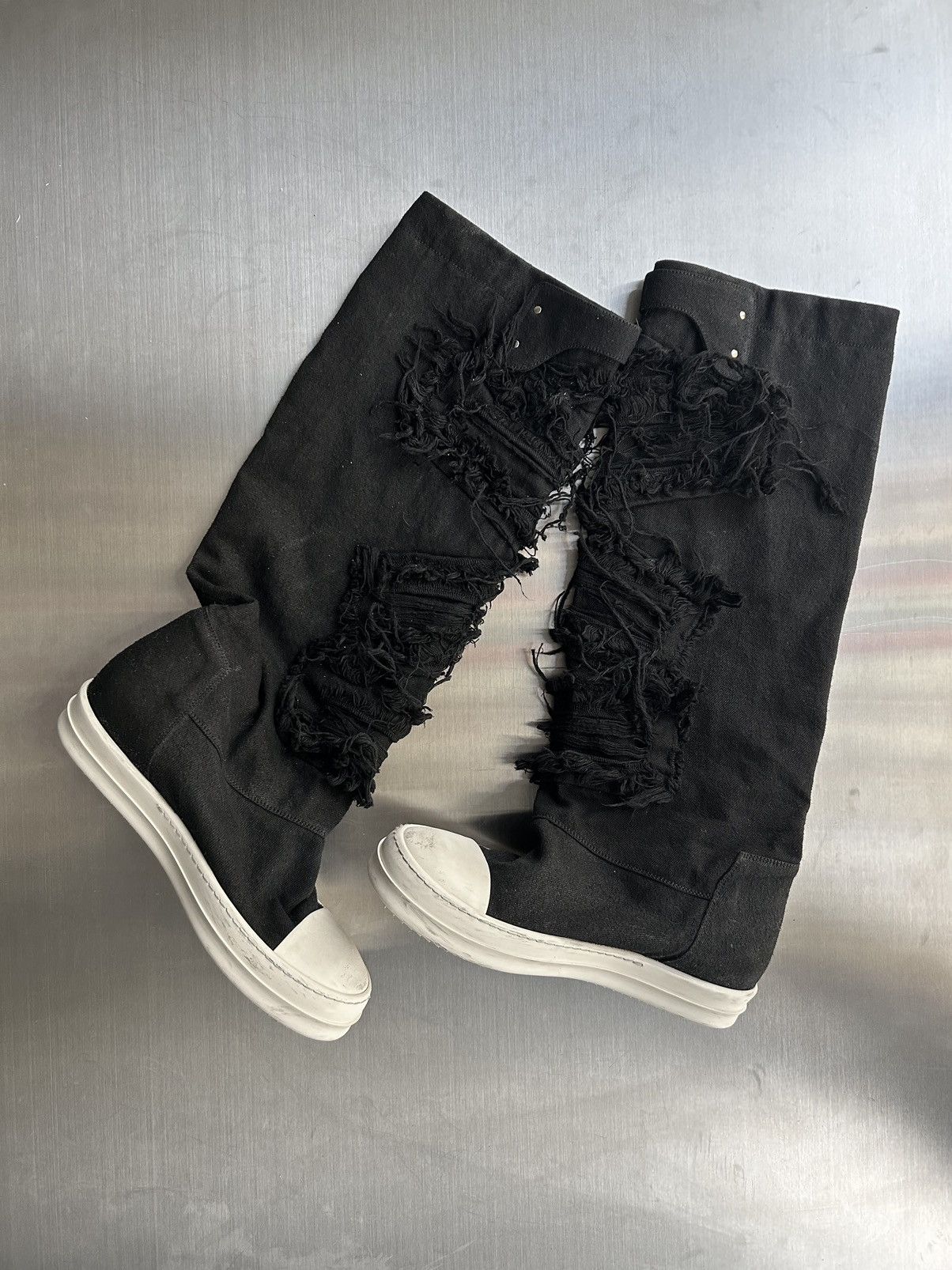 Rick Owens Rick Owens Elefant Distressed Denim Sneaker Boots Size US 7 / EU 40 - 2 Thumbnail