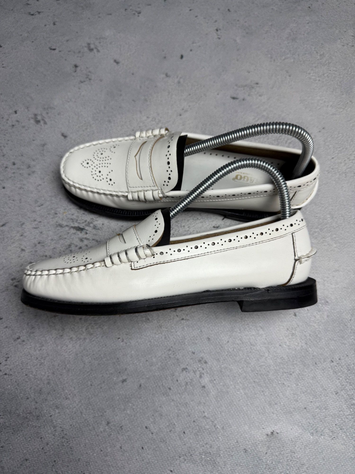 Sebago Sebago Womens Vintage White Leather Loafers With Perforated Size US 7 / IT 37 - 12 Thumbnail
