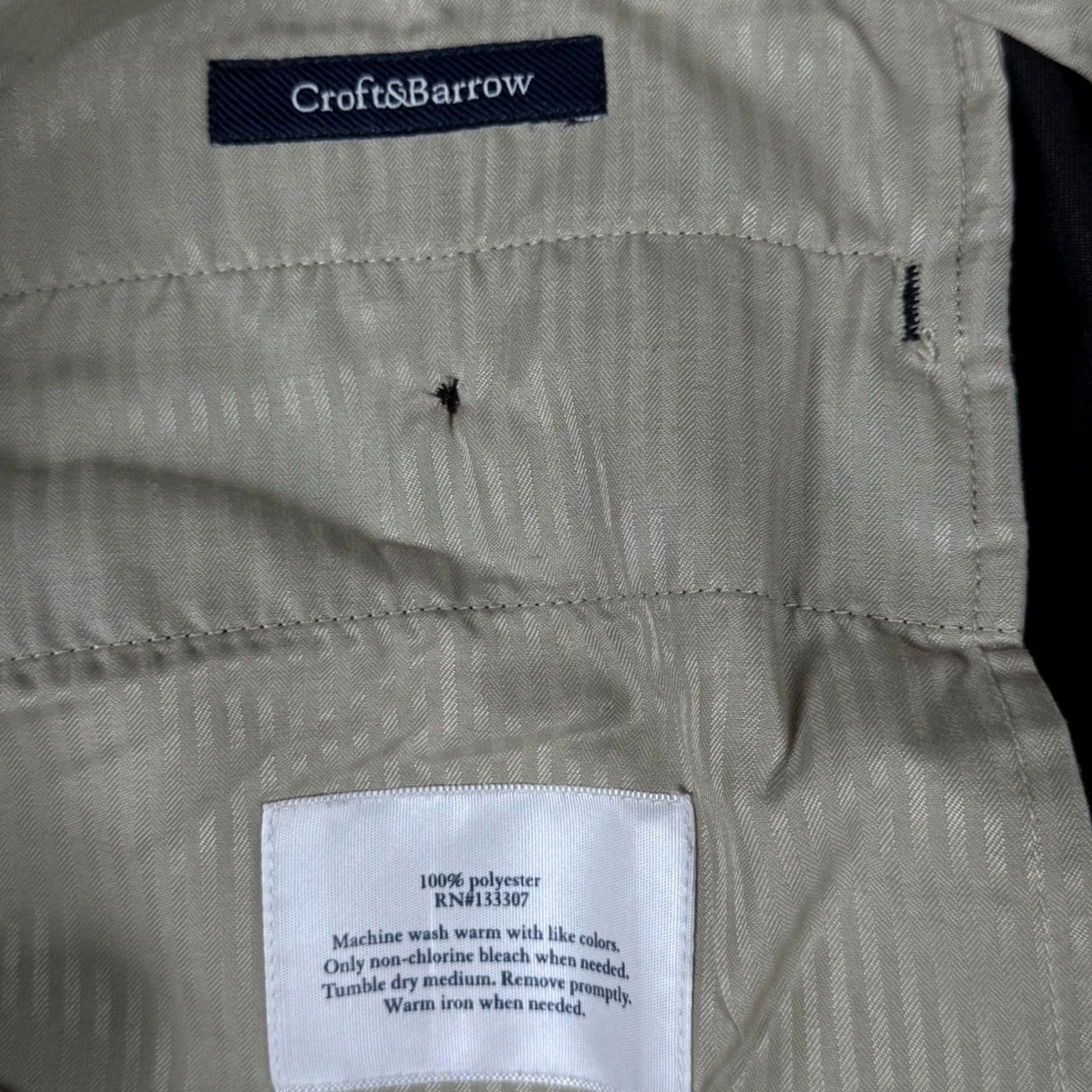 Croft & Barrow Mens Croft & Barrow Dress Pants Flat Front Classic Fit 36x32 Black Polyester Microfiber Wrinkle Resistant Moisture Wicking Expandable Waist UVA Size US 36 / EU 52 - 6 Thumbnail