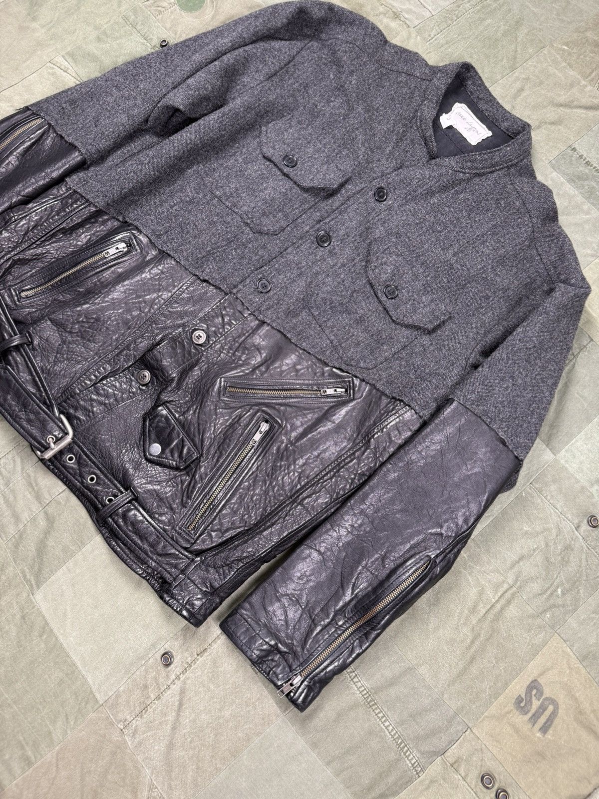 Greg Lauren 50/50 Leather Jacket / Wool Coat Size US L / EU 52-54 / 3 - 3 Thumbnail