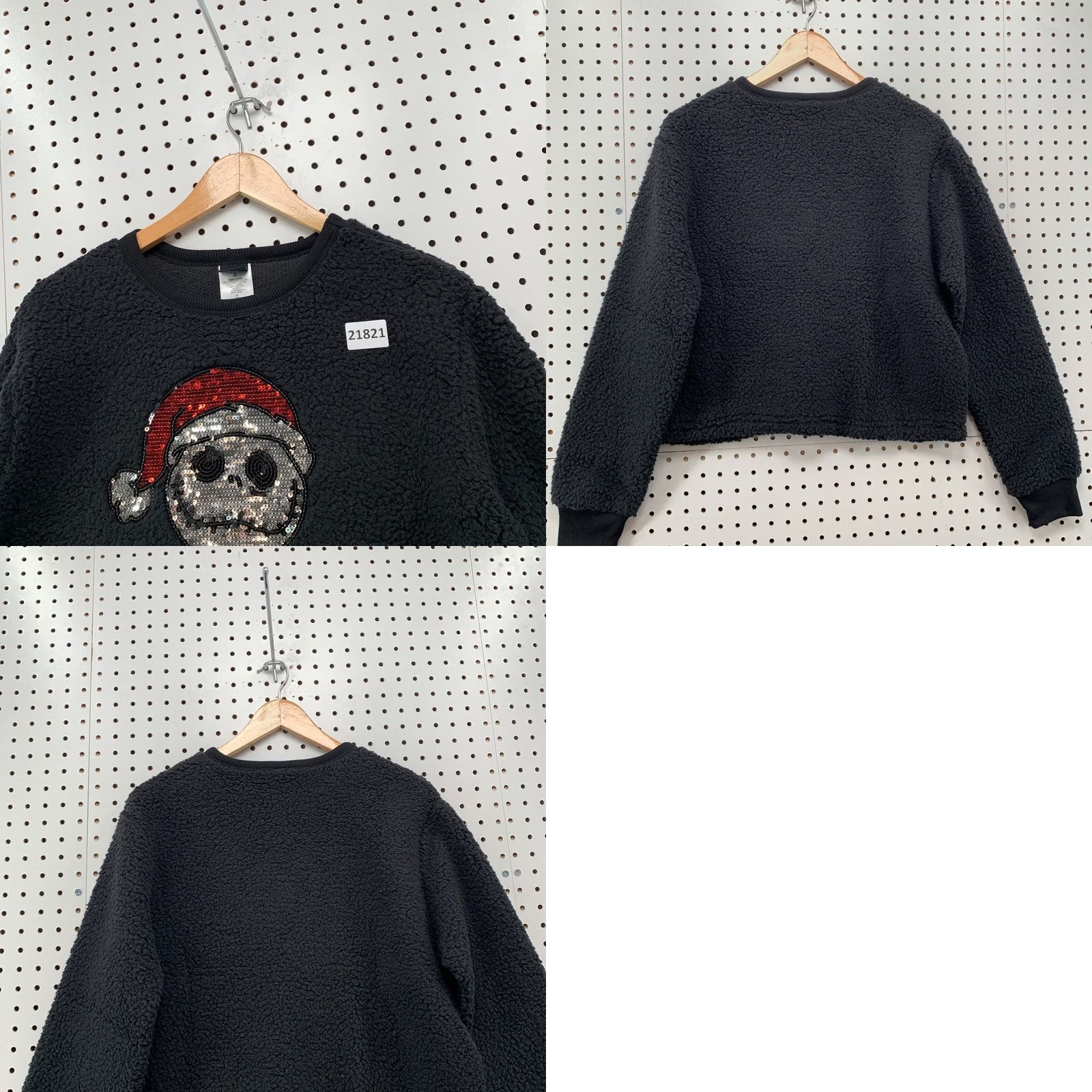 Disney Disney Nightmare Before Christmas Fleece Sherpa Sweater Womens Medium 21x22 Black Crew Neck Pullover Christmas Toys & Games Disney Princesses Womens Size M / US 6-8 / IT 42-44 - 10 Thumbnail