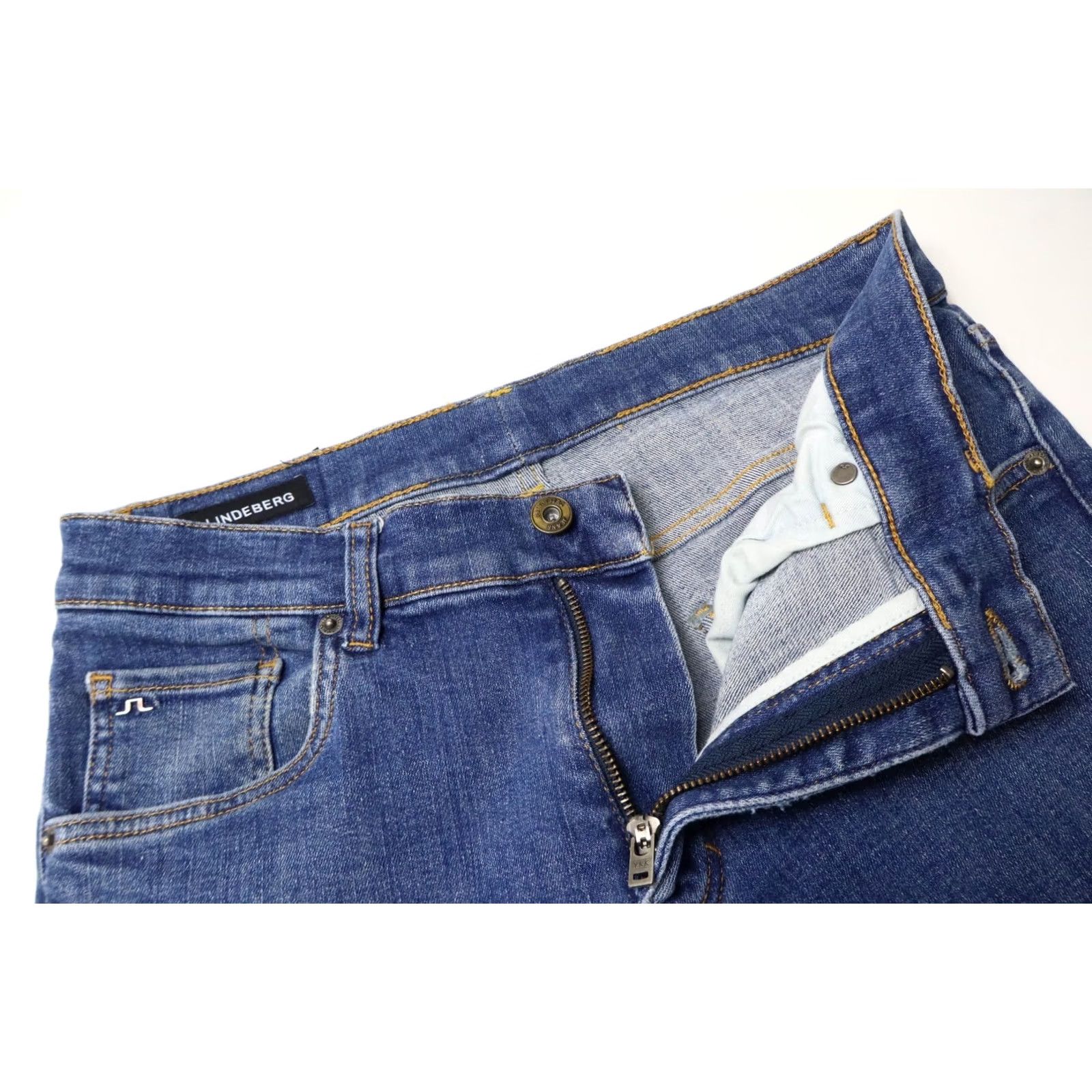J.Lindeberg J.LINDEBERG Jay Slim Fit Jeans Men's W32/L34 Zip Fly Blue Denim 5-Pocket Stretch Slim Fit Logo Size US 32 / EU 48 - 4 Thumbnail