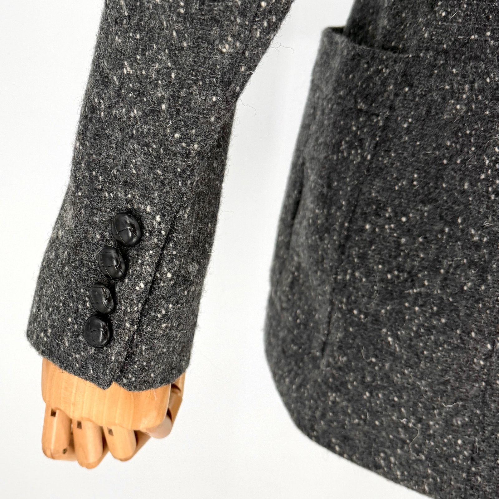 Ralph Lauren Vintage 90s Gray Speckled 100% Wool Academic Patch Blazer Size M / US 6-8 / IT 42-44 - 5 Thumbnail