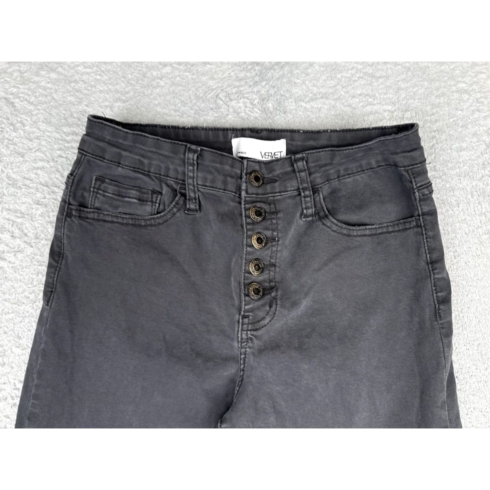 Denime VERVET Jeans Women's 28 Gray Charcoal Wash Mid Rise Wide-Leg Crop 28x25 Denim Size 28" / US 6 / IT 42 - 4 Thumbnail