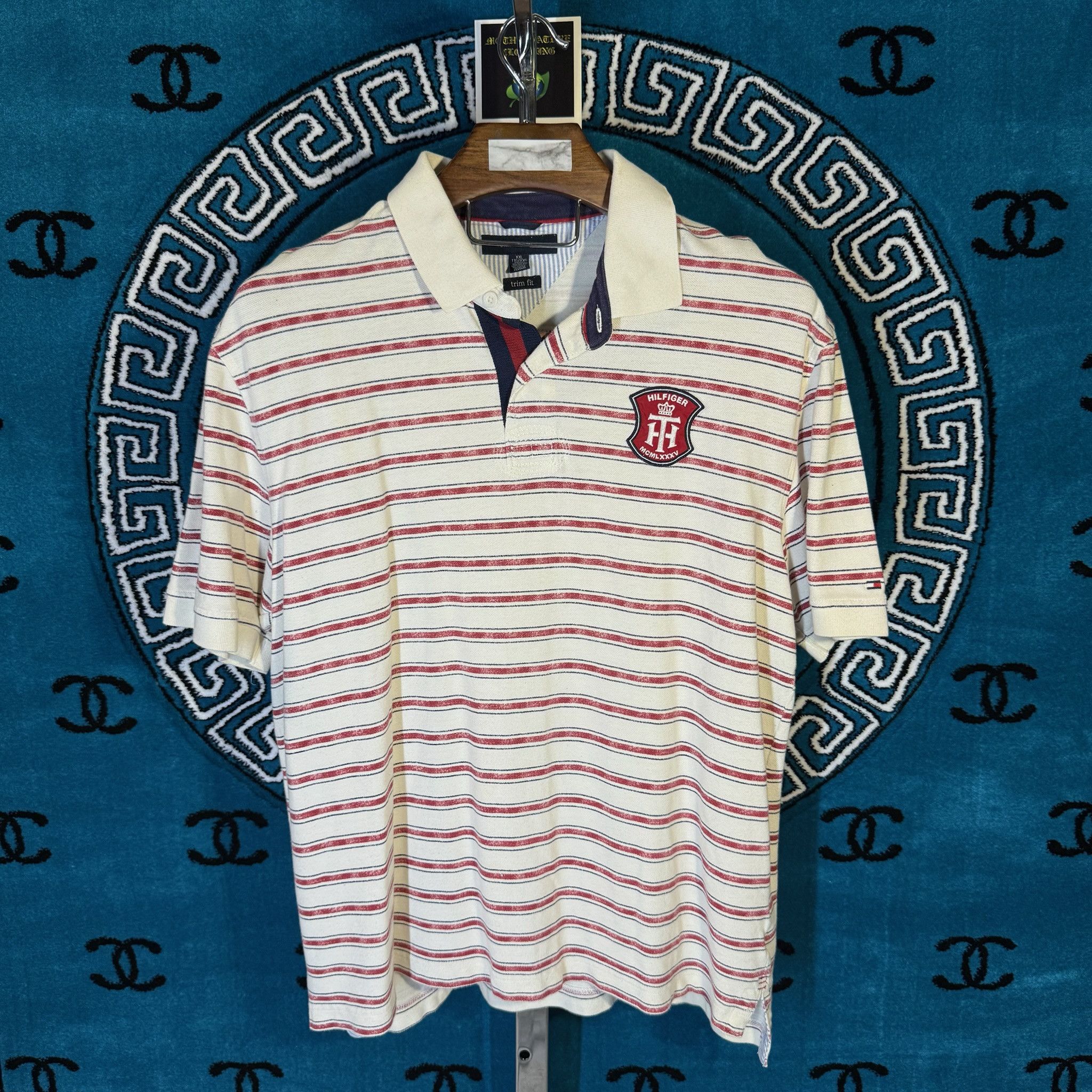 Tommy Hilfiger TRIM FIT STRIPED MOTIF S/S POLO Size US XXL / EU 58 / 5 - 1 Thumbnail