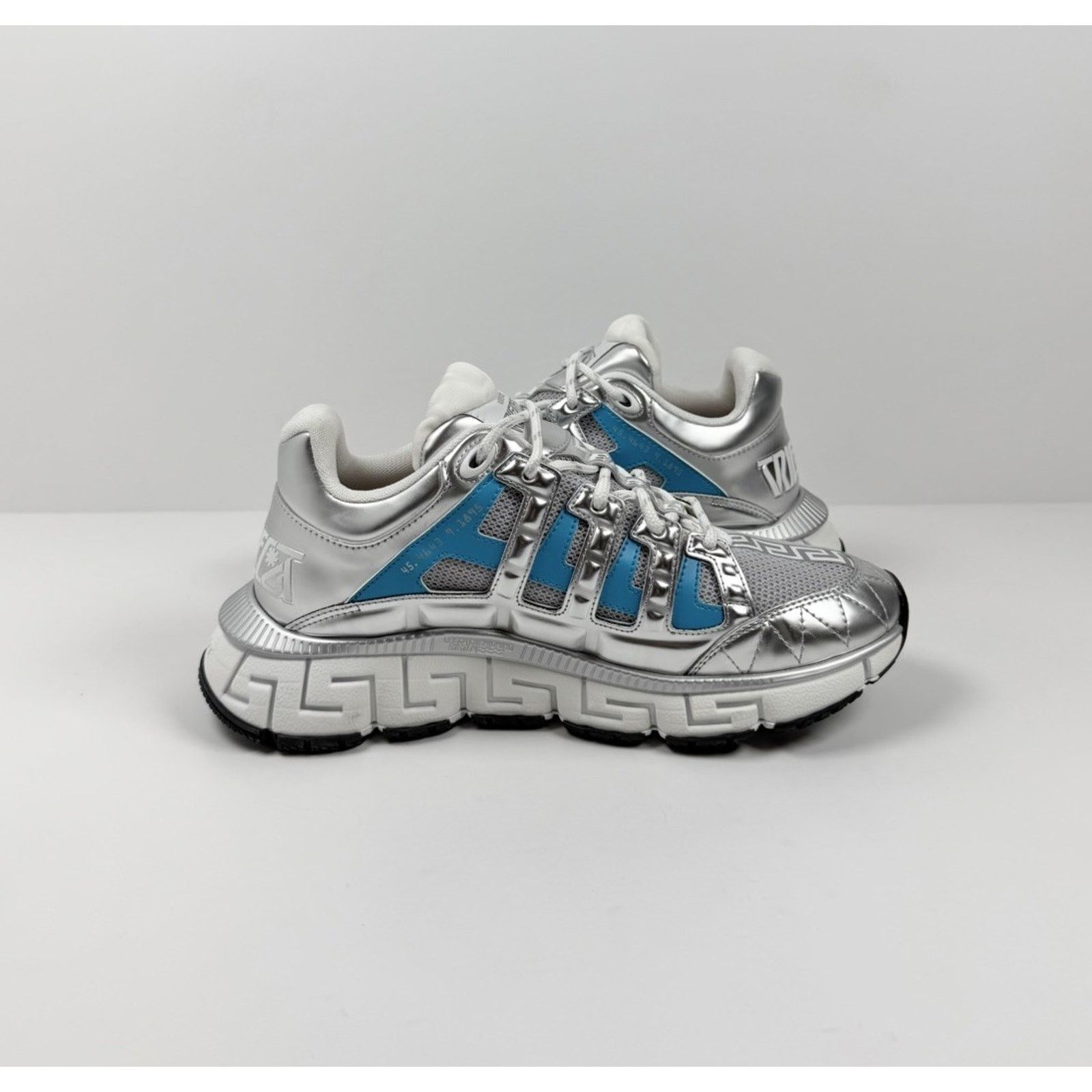 Versace Size 40EU/7US - Versace Trigreca Silver Blue Sneakers NEW! Size US 7 / EU 40 - 6 Thumbnail