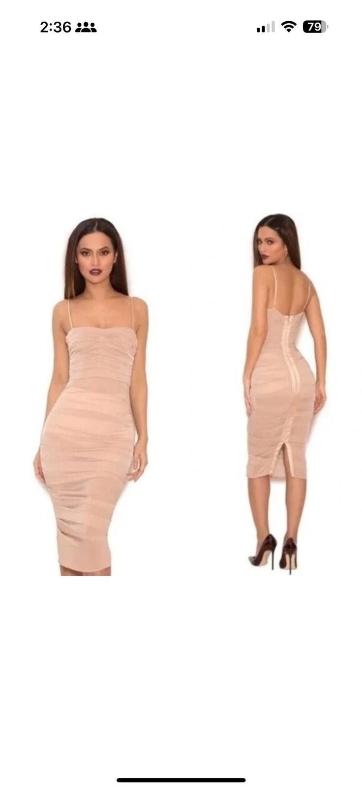 Other House of CB Nude Corset Ruched Midi Sheer Chiffon Dress S Size S / US 4 / IT 40 - 1 Thumbnail