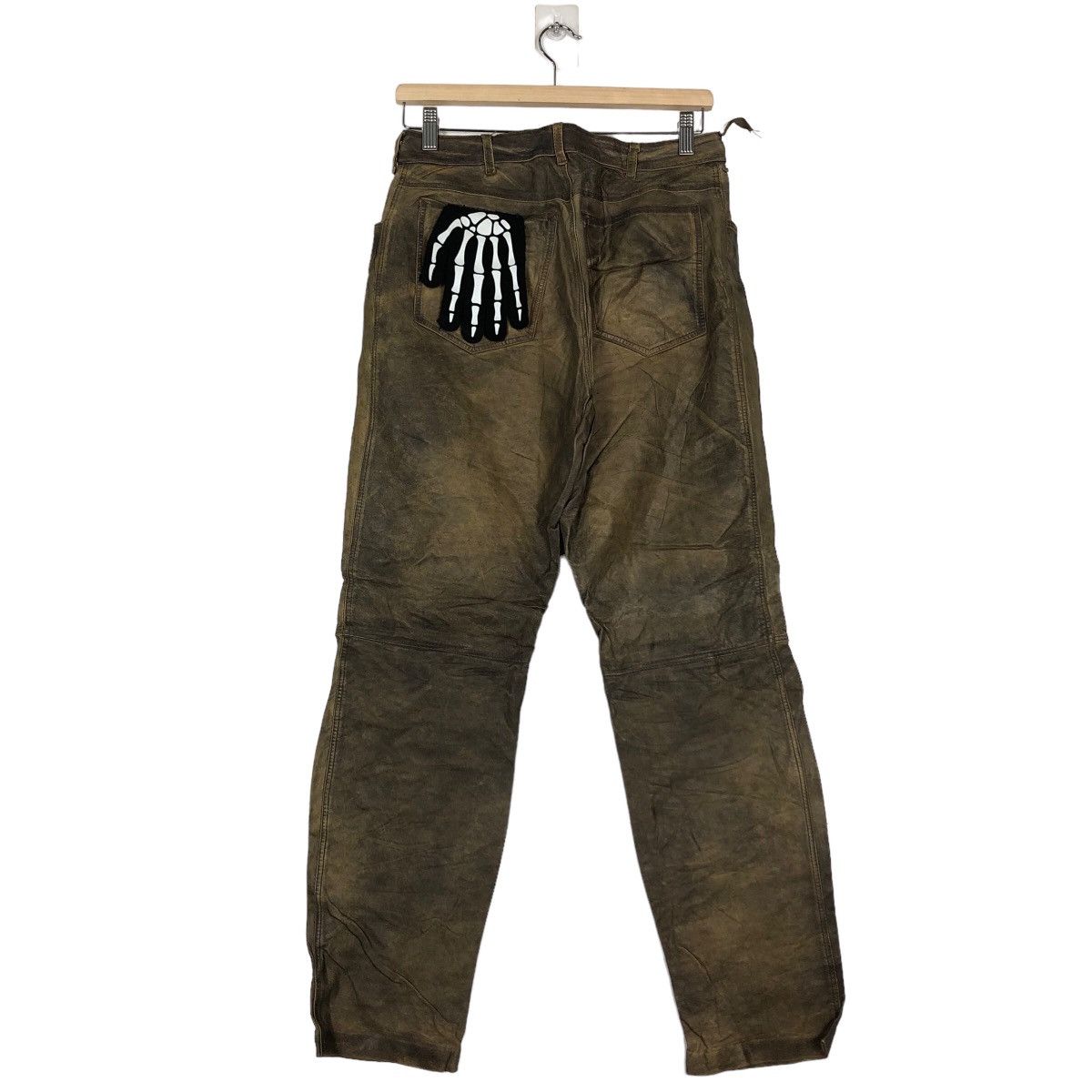 Genuine Leather 🔥Rare Distressed Design Genuine Leather Pants Japan Size US 28 / EU 44 - 7 Thumbnail