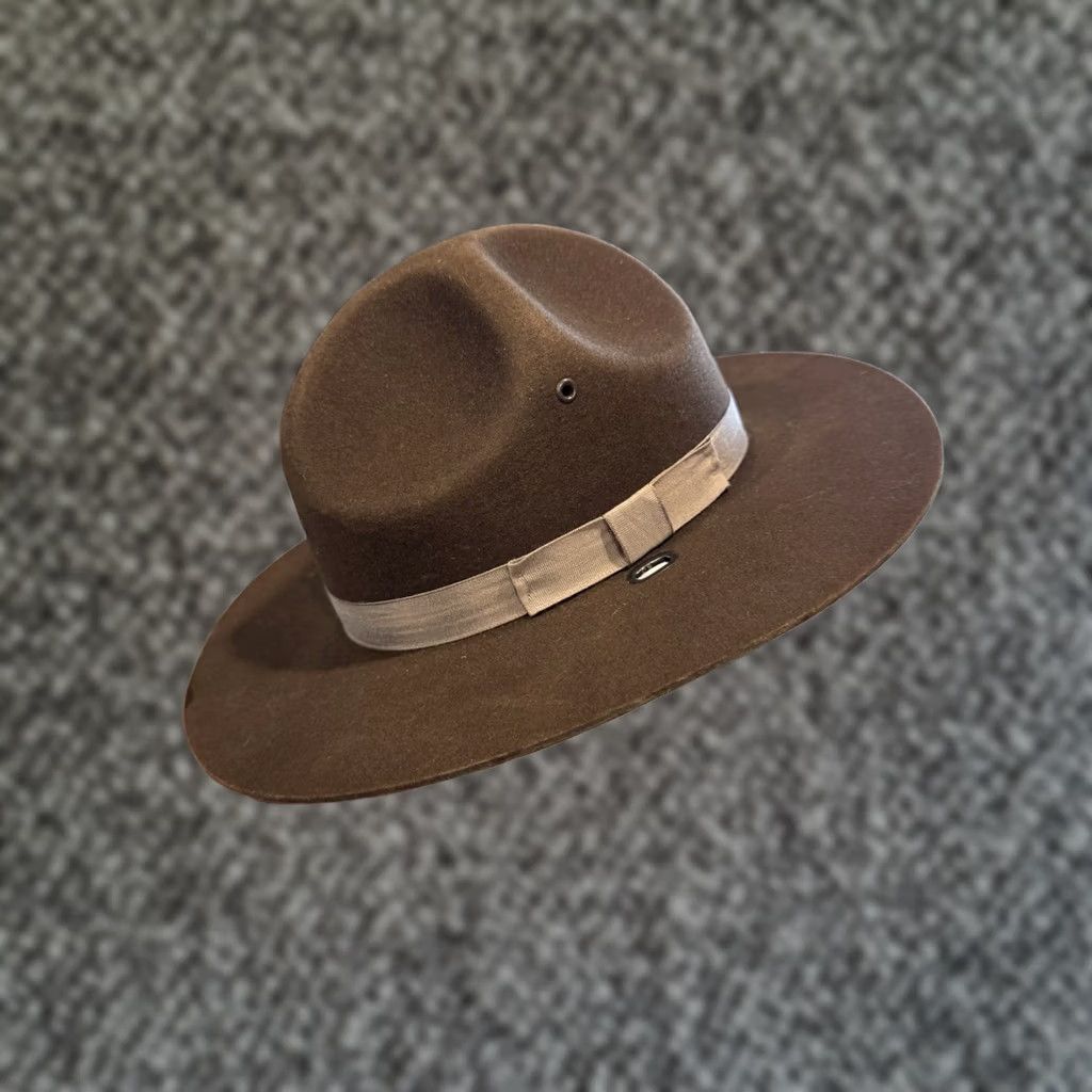 FELT VINTAGE Stratton Self Forming Drill Sergeant Instructor Wool Felt Hat 7 USA Size ONE SIZE - 1 Thumbnail