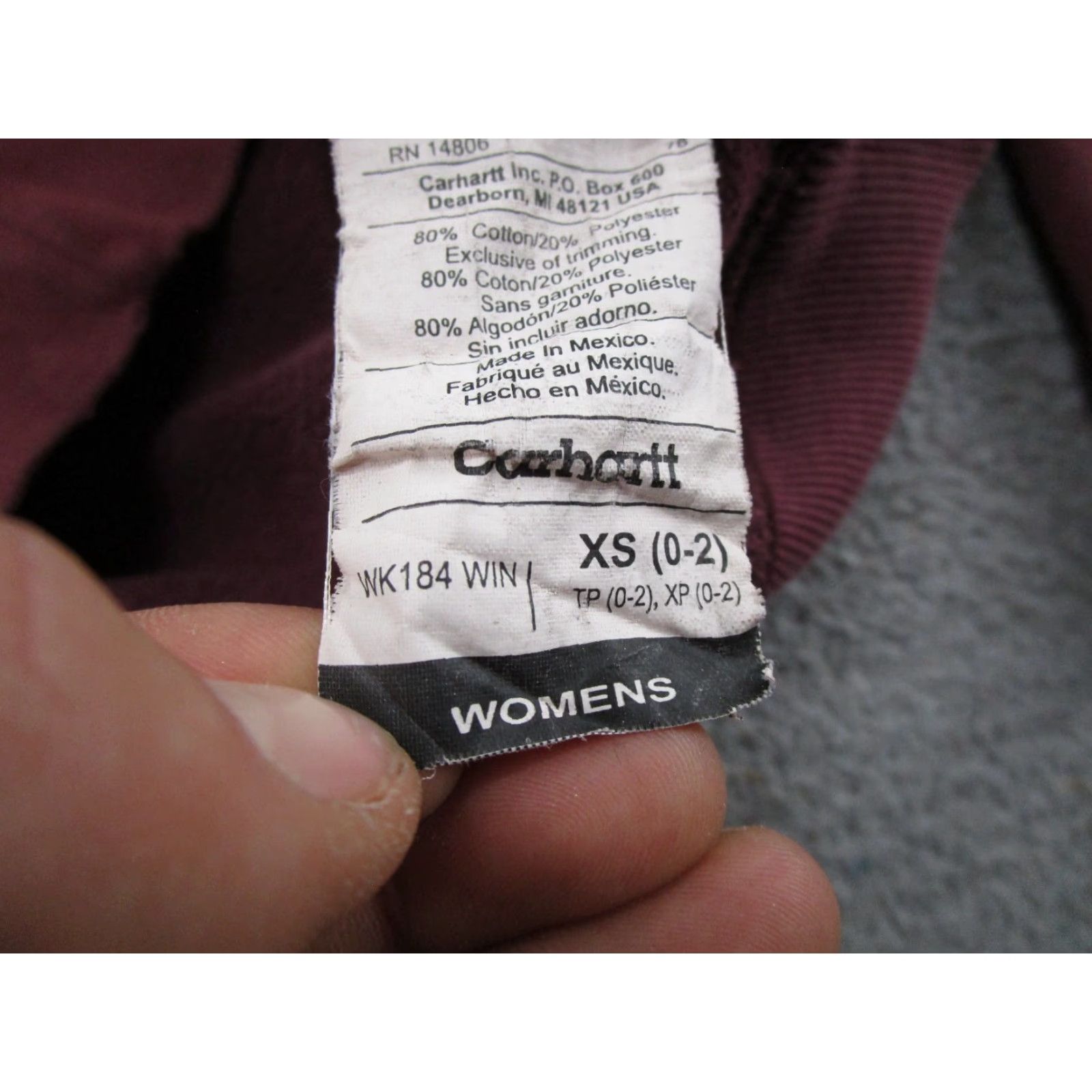 Carhartt VINTAGE Carhartt Hoodie Women XS Burgundy Red Sweatshirt WK184 Read Size XS / US 0-2 / IT 36-38 - 3 Thumbnail