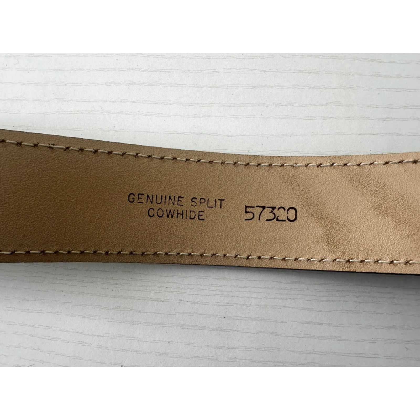 Vintage VINTAGE K-Mart Leather Belt Henry Ford Buckle Medium 34-36 Genuine Split Cow Hide Western Belt Mens N/A Size ONE SIZE - 7 Thumbnail