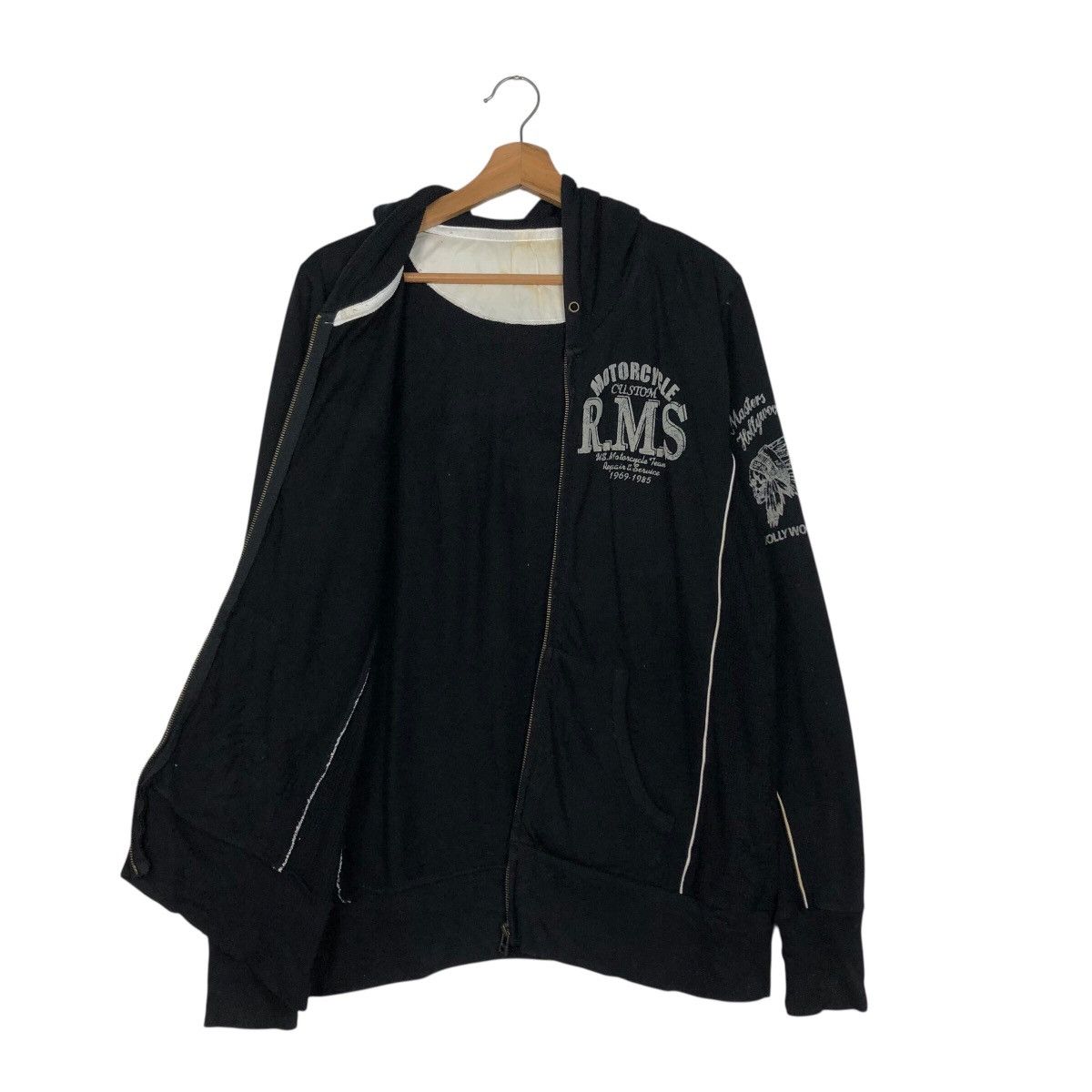 Japanese Brand Vintage R Spirit Motorcycle Graphic Zip Hoodie Black Size US L / EU 52-54 / 3 - 12 Thumbnail