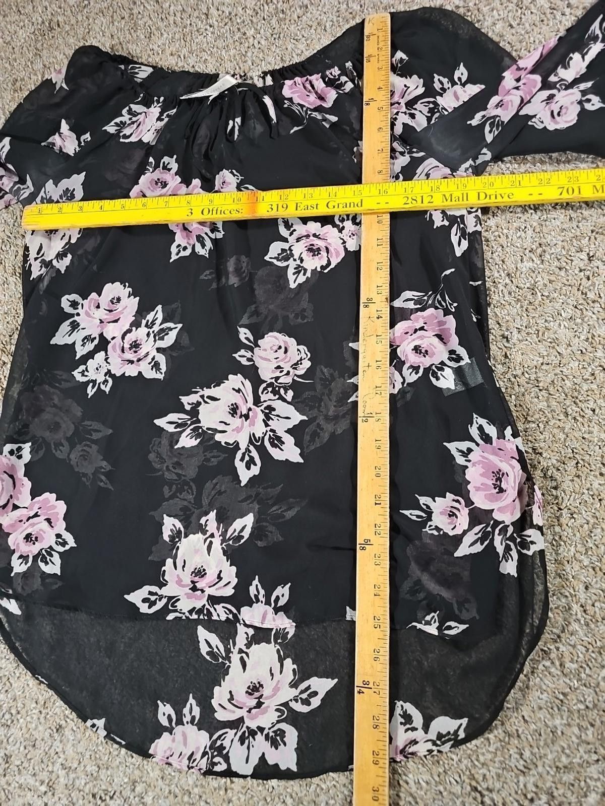 Designer LC Lauren Conrad Sheer Blouse Black Floral M Size M / US 6-8 / IT 42-44 - 4 Thumbnail