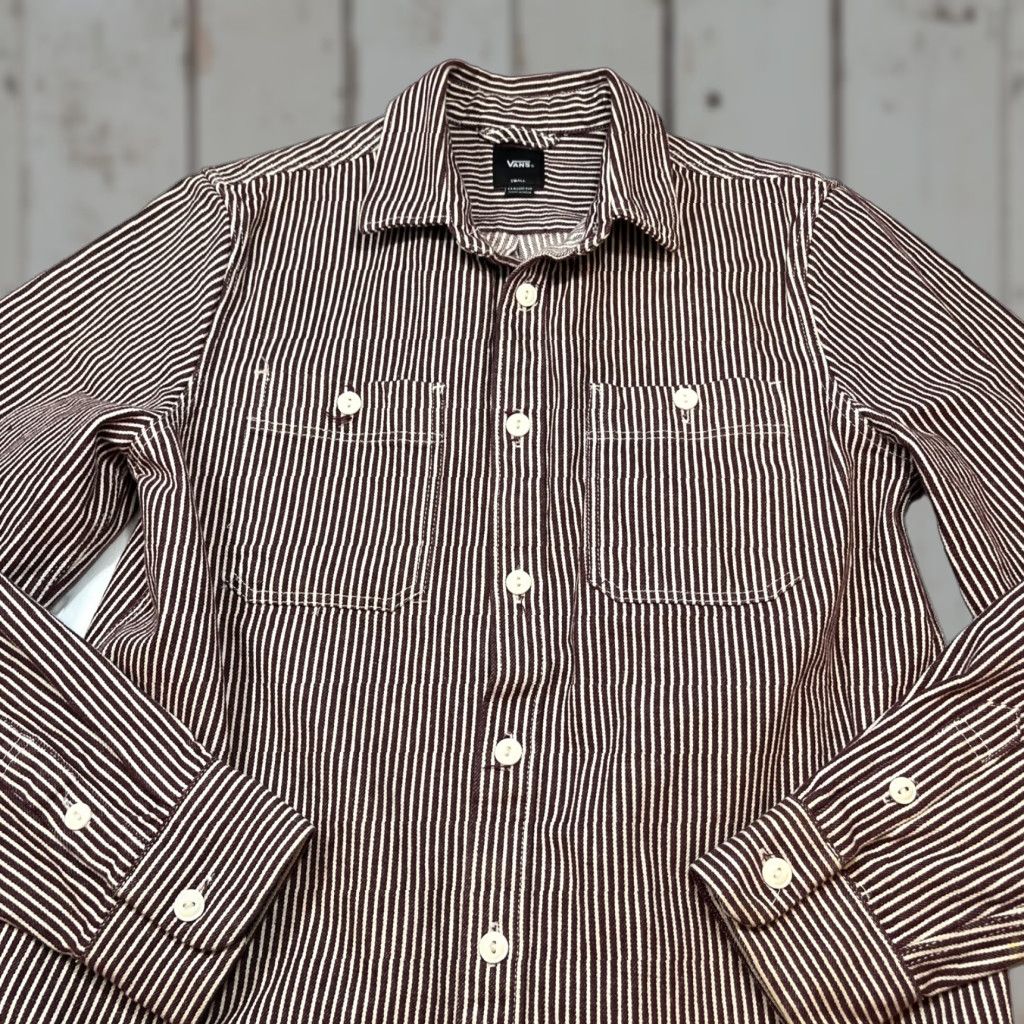 Vans VANS Red White Vertical Stripe Button-Up Shirt Heavy Cotton Long Sleeve Mens Size US S / EU 44-46 / 1 - 1 Thumbnail