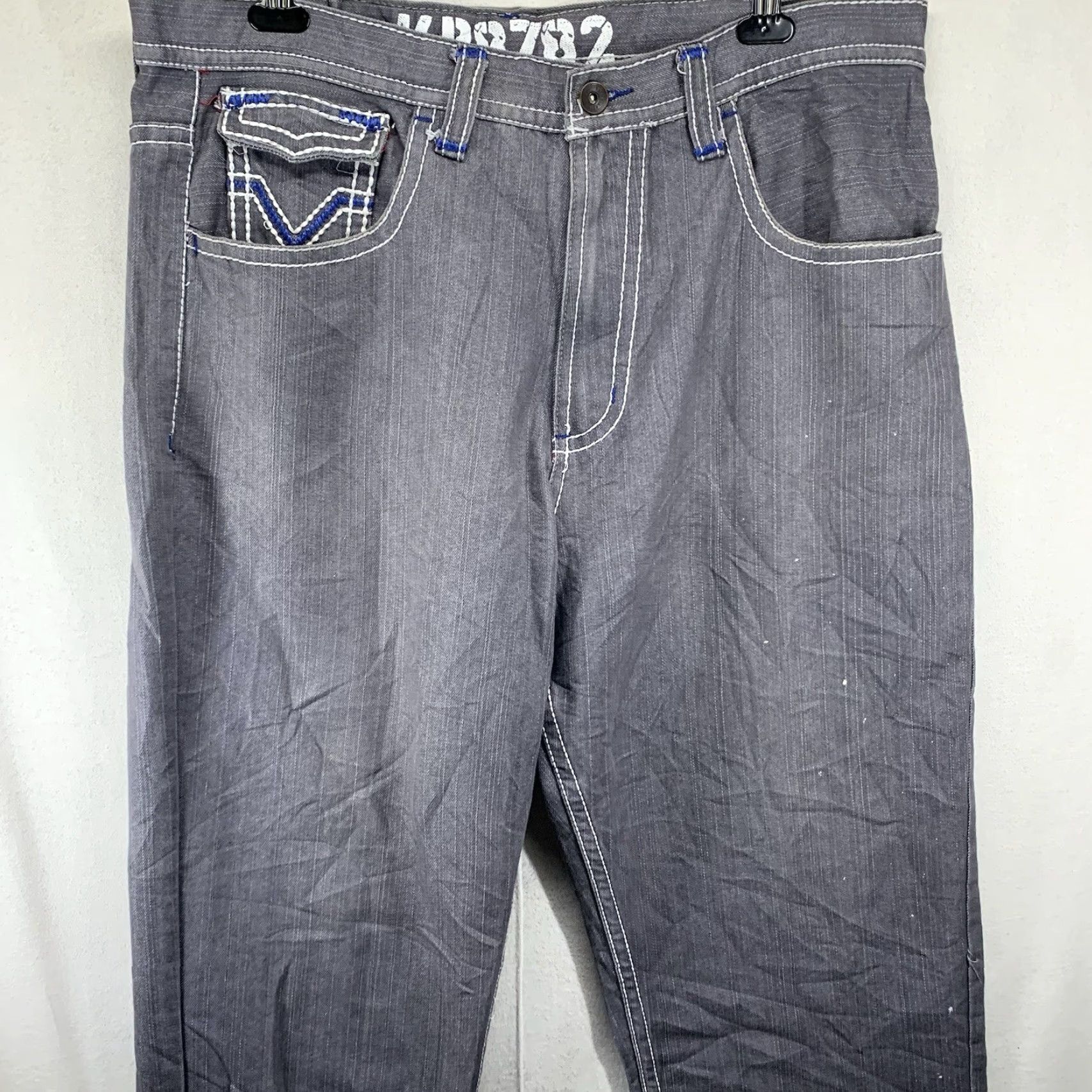 Vintage VINTAGE KB8782 Baggy Jeans Mens 40x29 Gray Y2K Embroidered Wide-Leg Grunge 90s Size US 42 / EU 58 - 7 Thumbnail