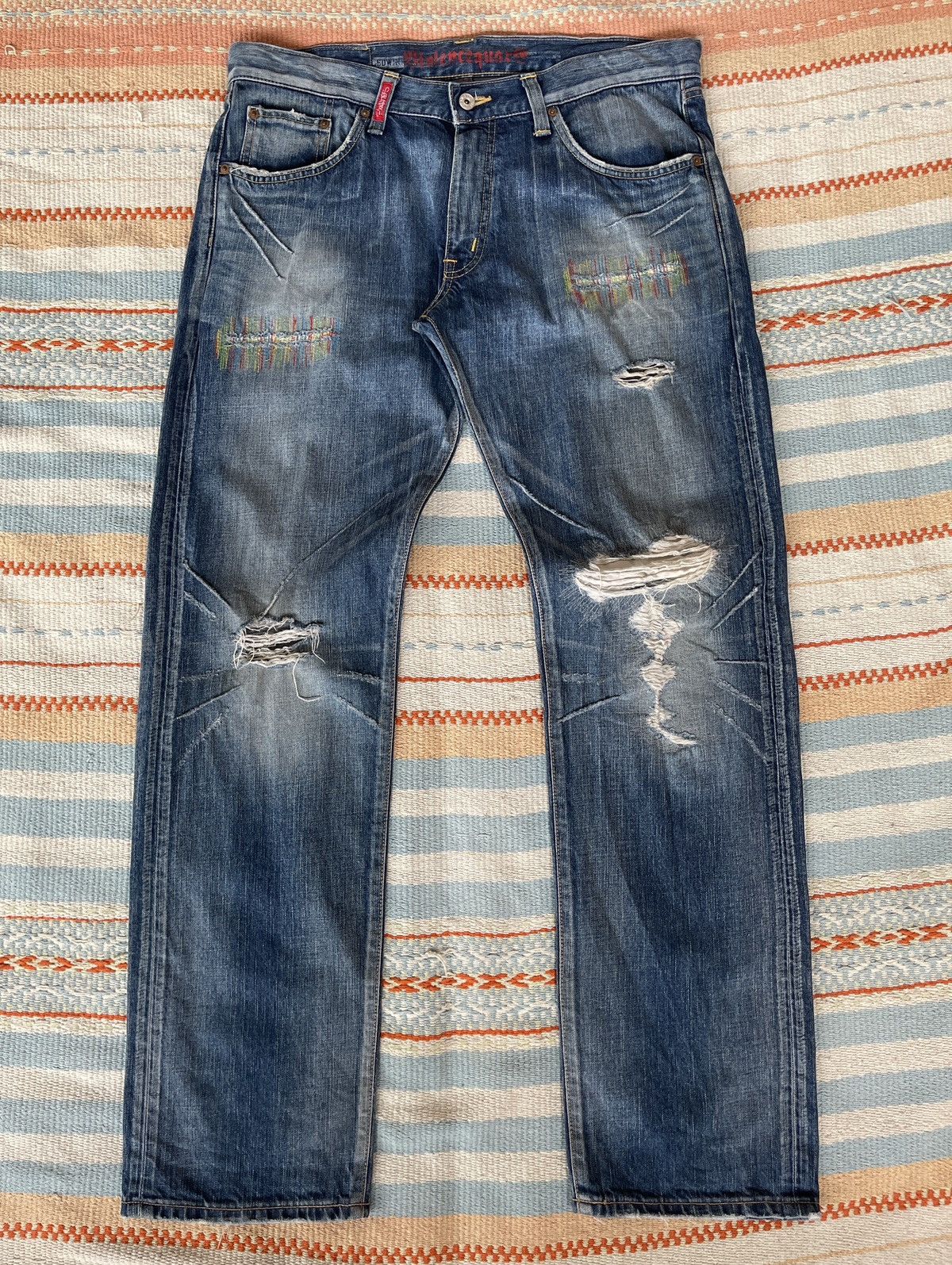 Edwin Vintage 90s🔥EDWIN✖️MURDER Squared🔥EMBROIDERY Distressed Denim Size US 38 / EU 54 - 1 Thumbnail